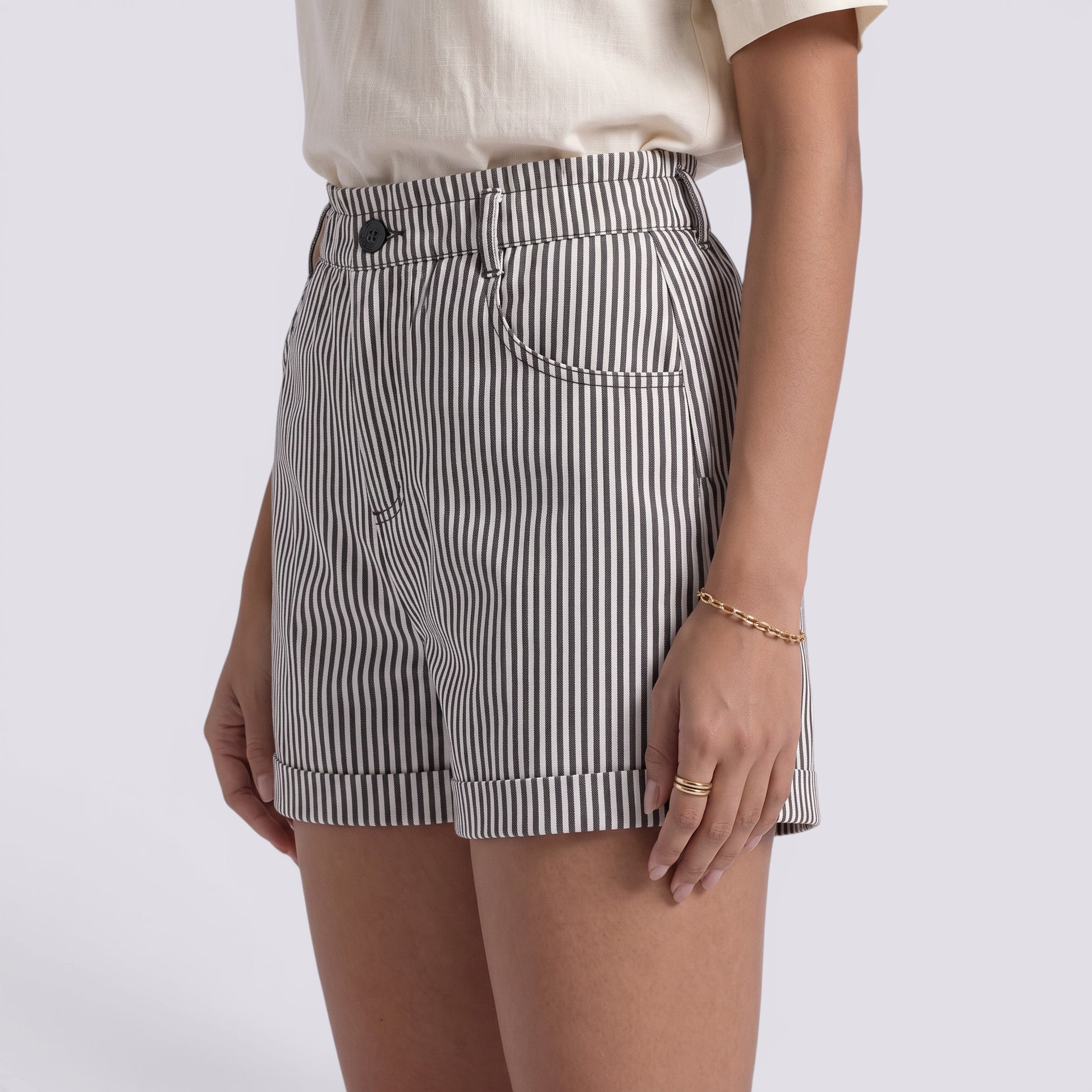 Pantalones Mujer Cortos a Rayas