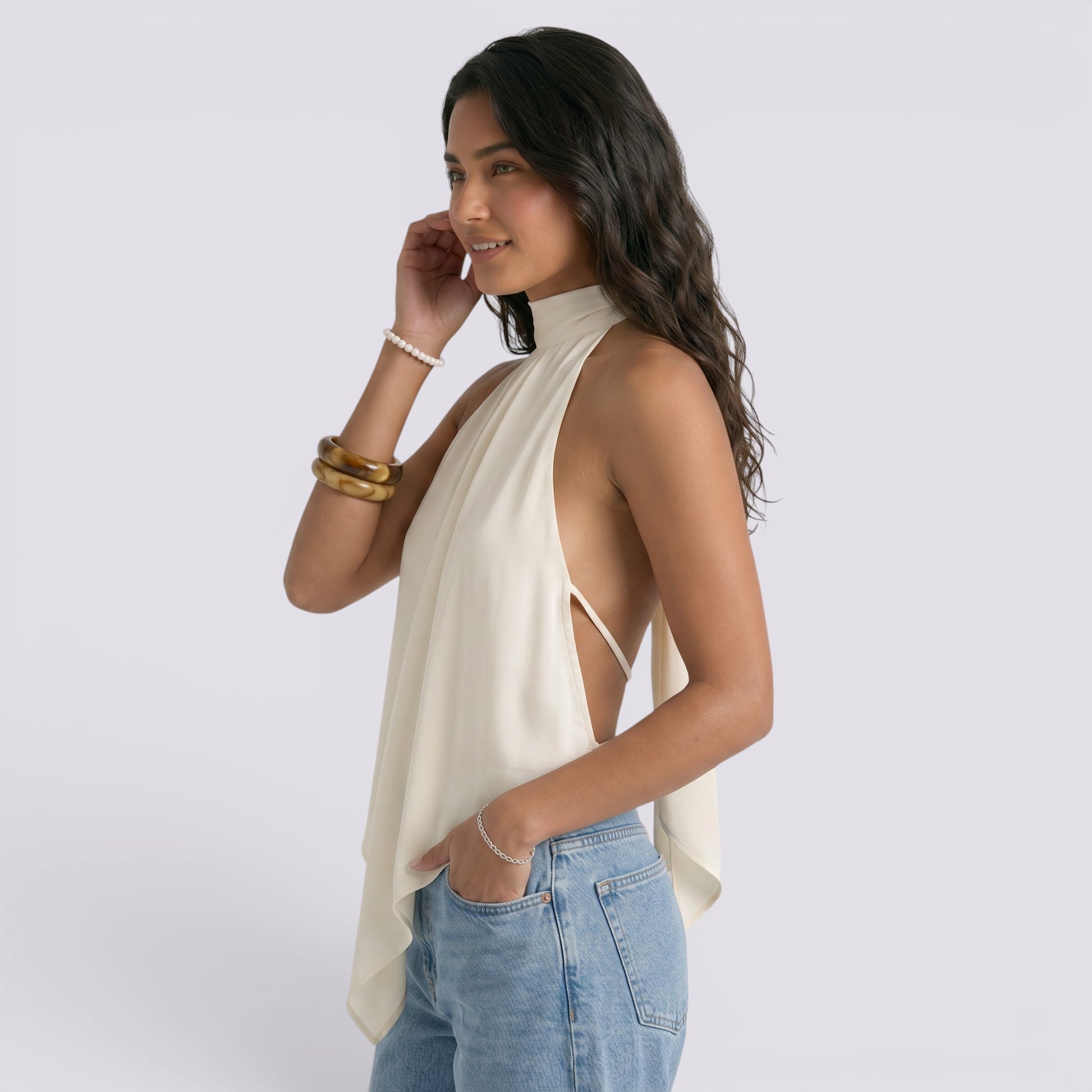 Top Halter Mujer Elegante Espalda Descubierta