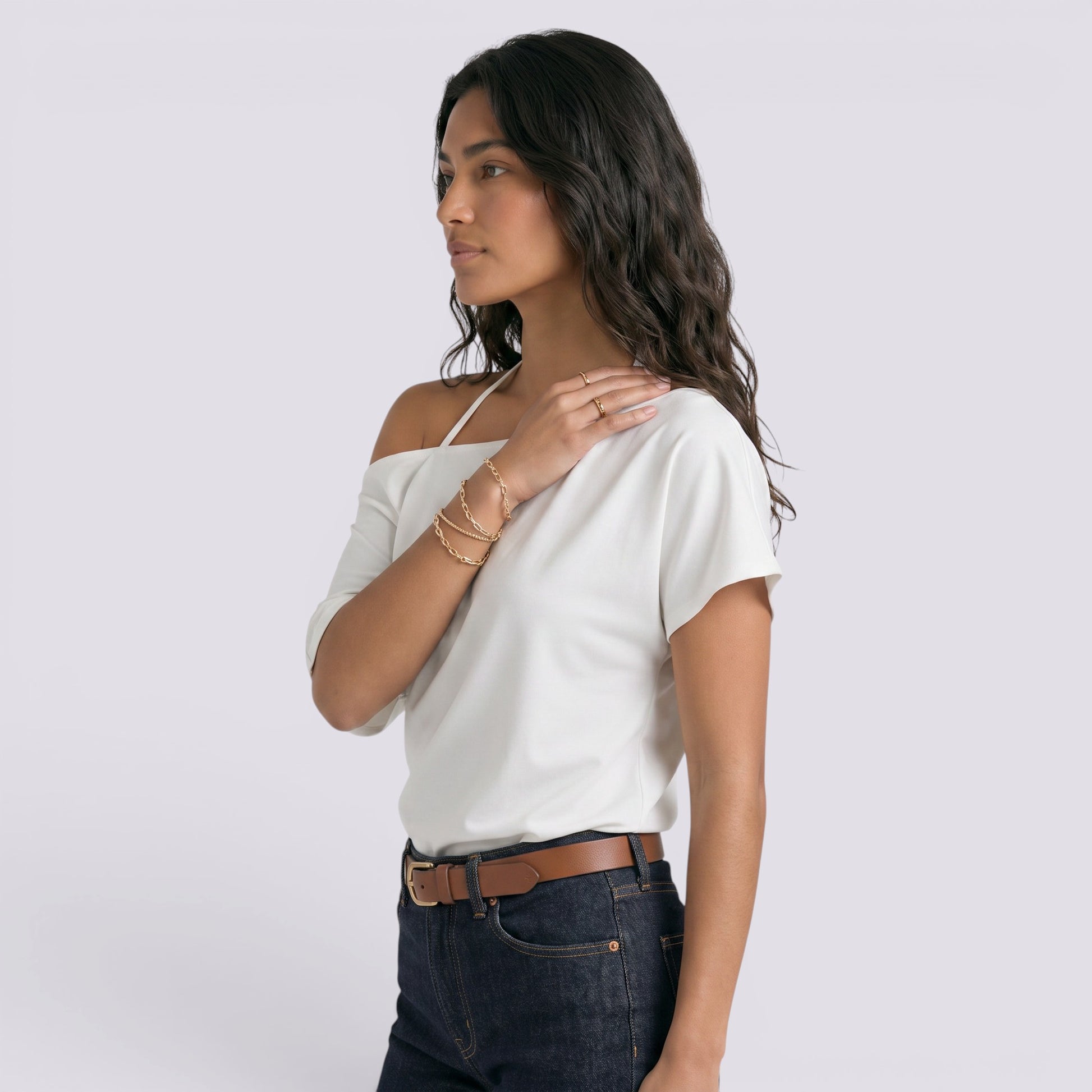 Camiseta Mujer Hombros Descubiertos Manga Corta