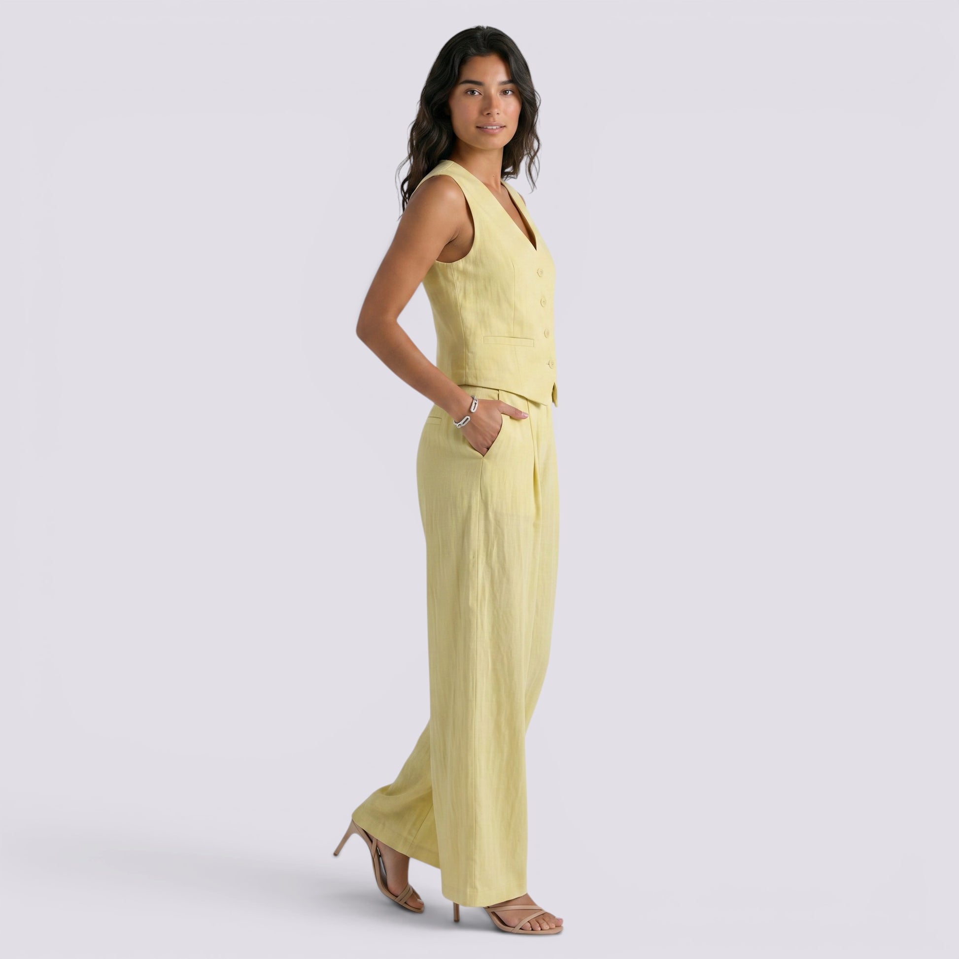 Conjunto Chaleco Lino Mujer Elegante