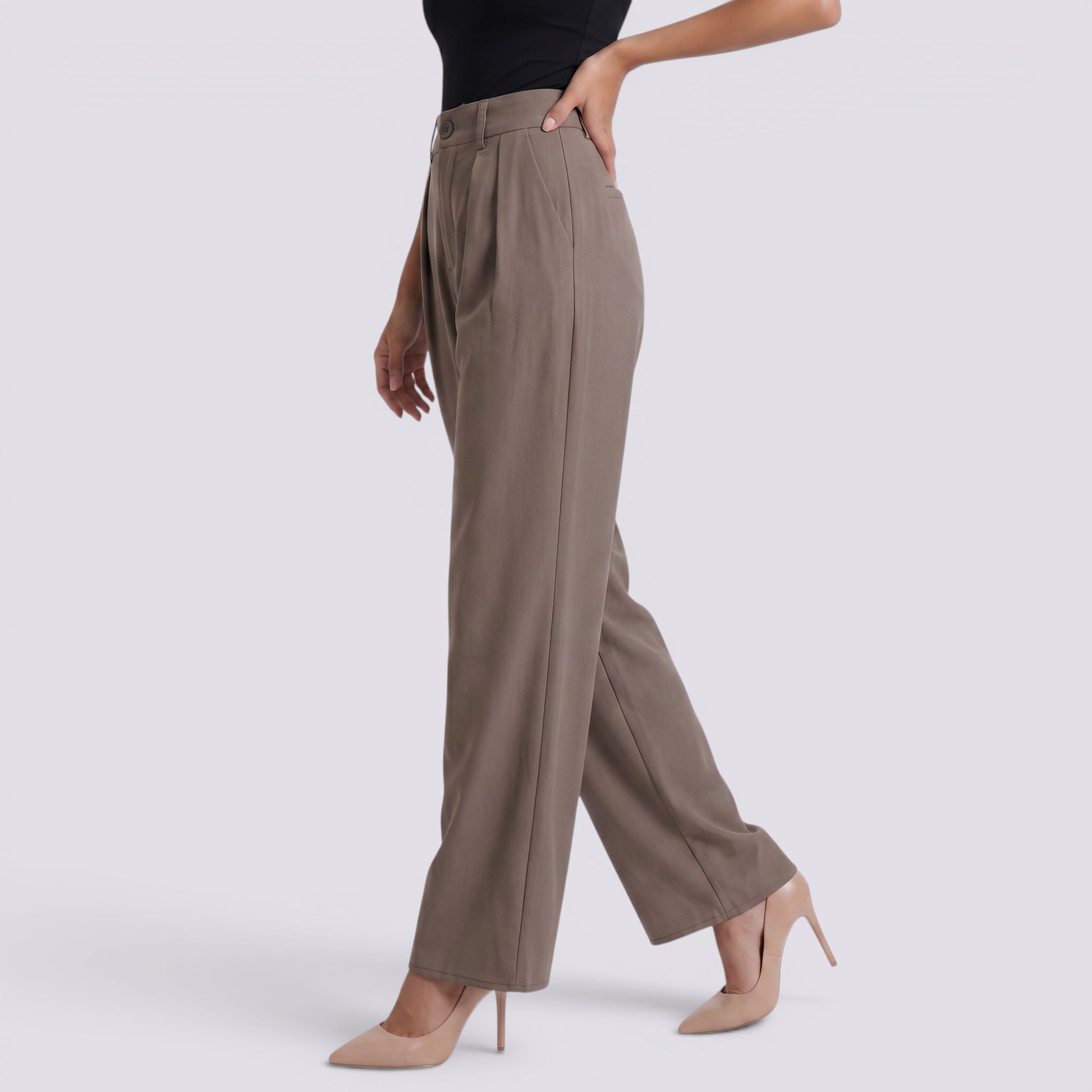 Pantalones Anchos Mujer Tiro Alto Elegantes