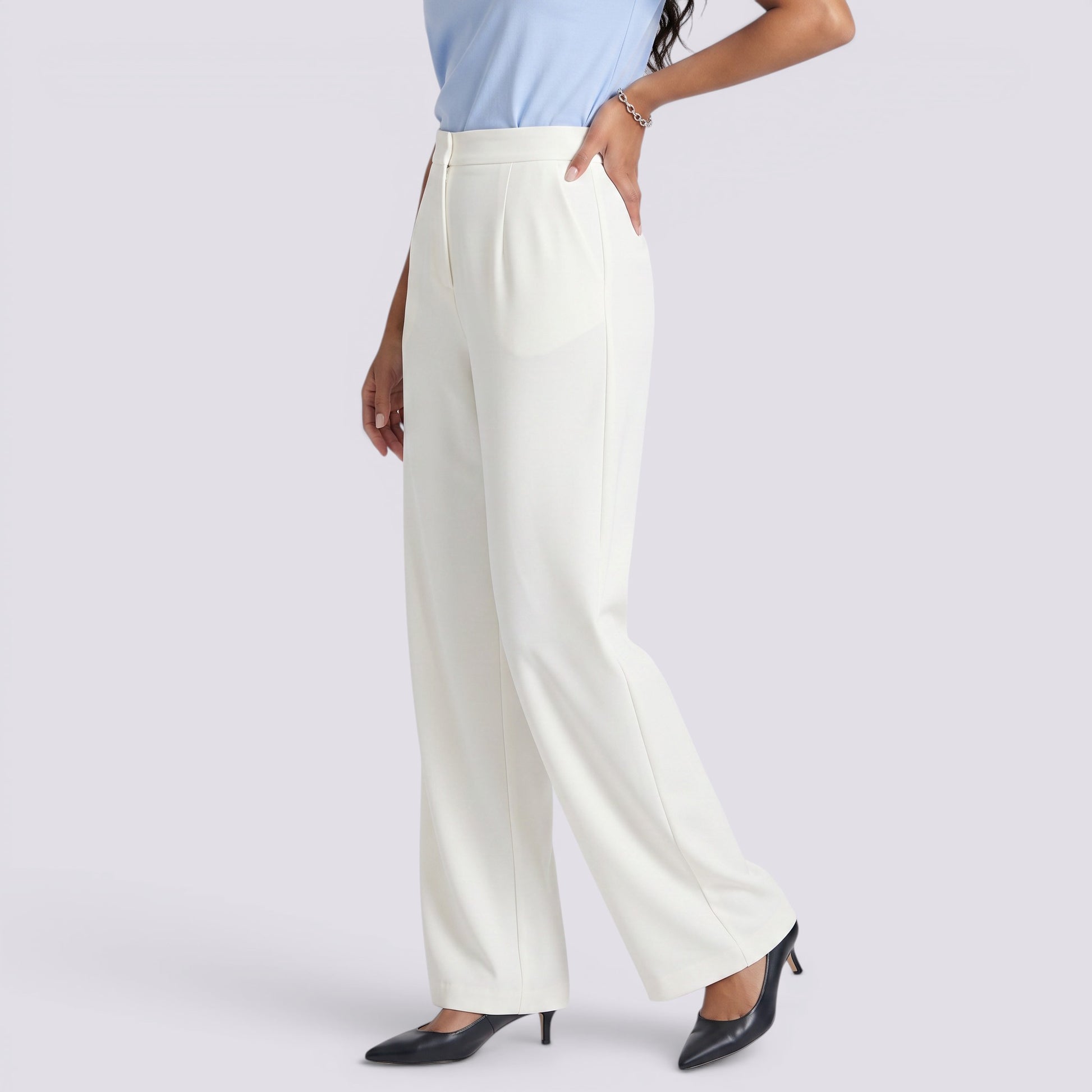 Pantalón Satinado Mujer Tiro Alto Elegante