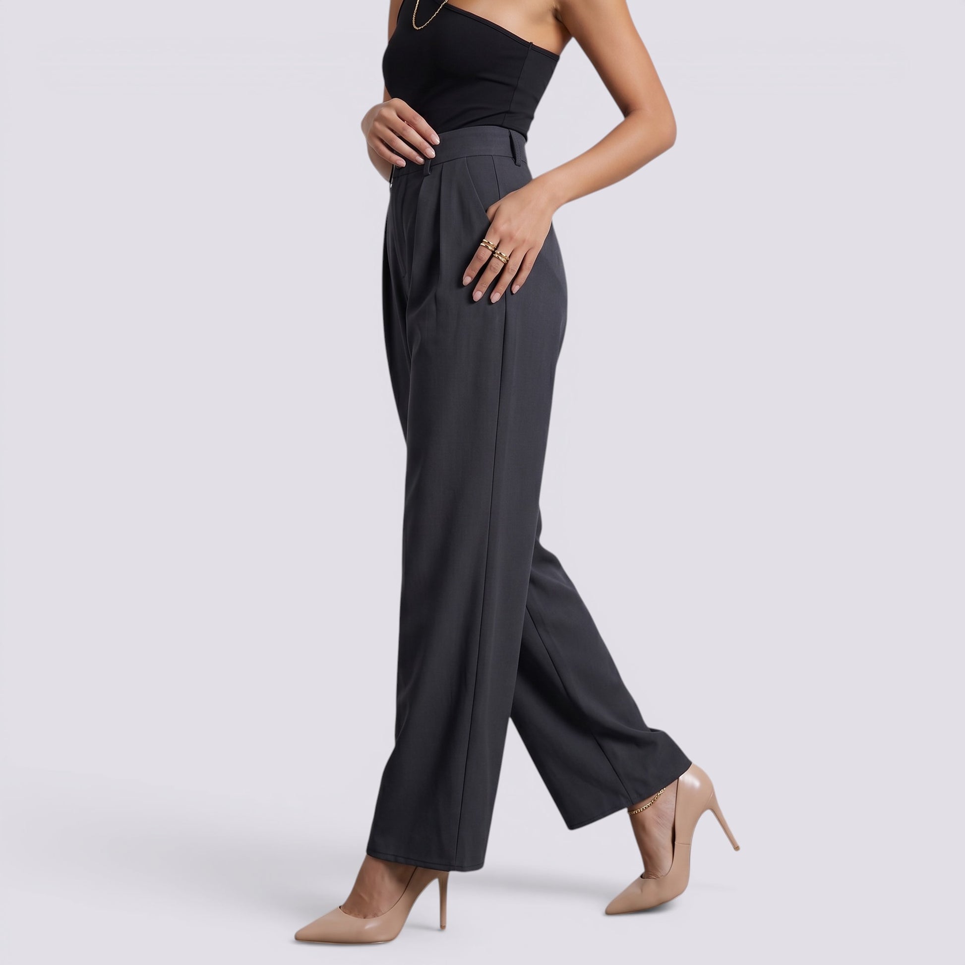 Pantalones Anchos Mujer Tiro Alto Elegantes