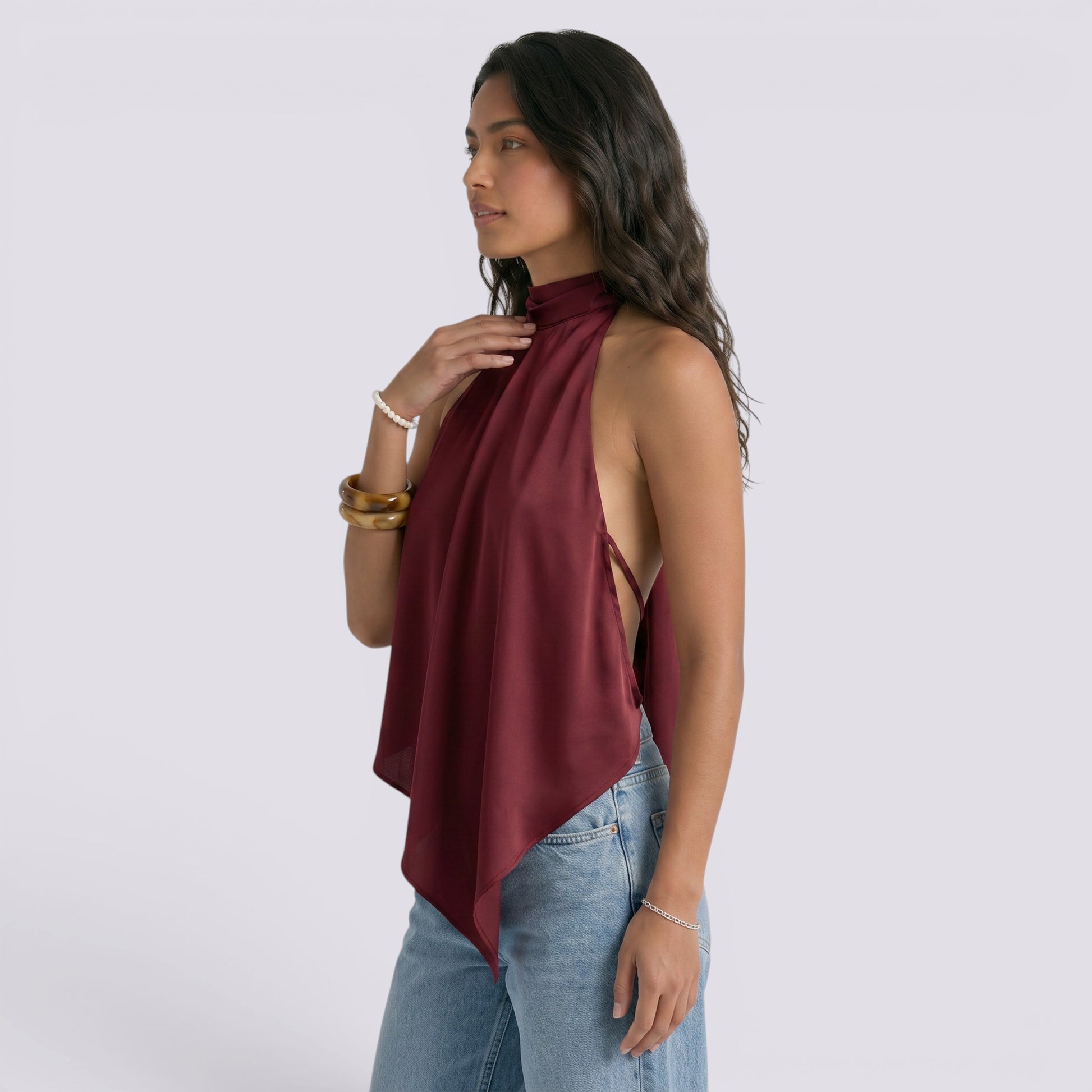 Top Halter Mujer Elegante Espalda Descubierta