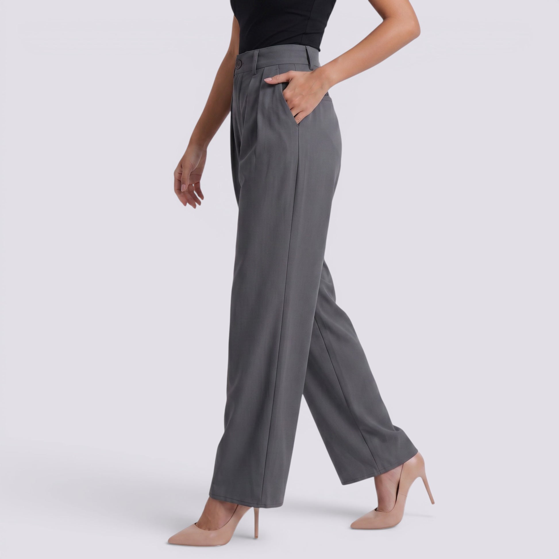 Pantalones Anchos Mujer Tiro Alto Elegantes
