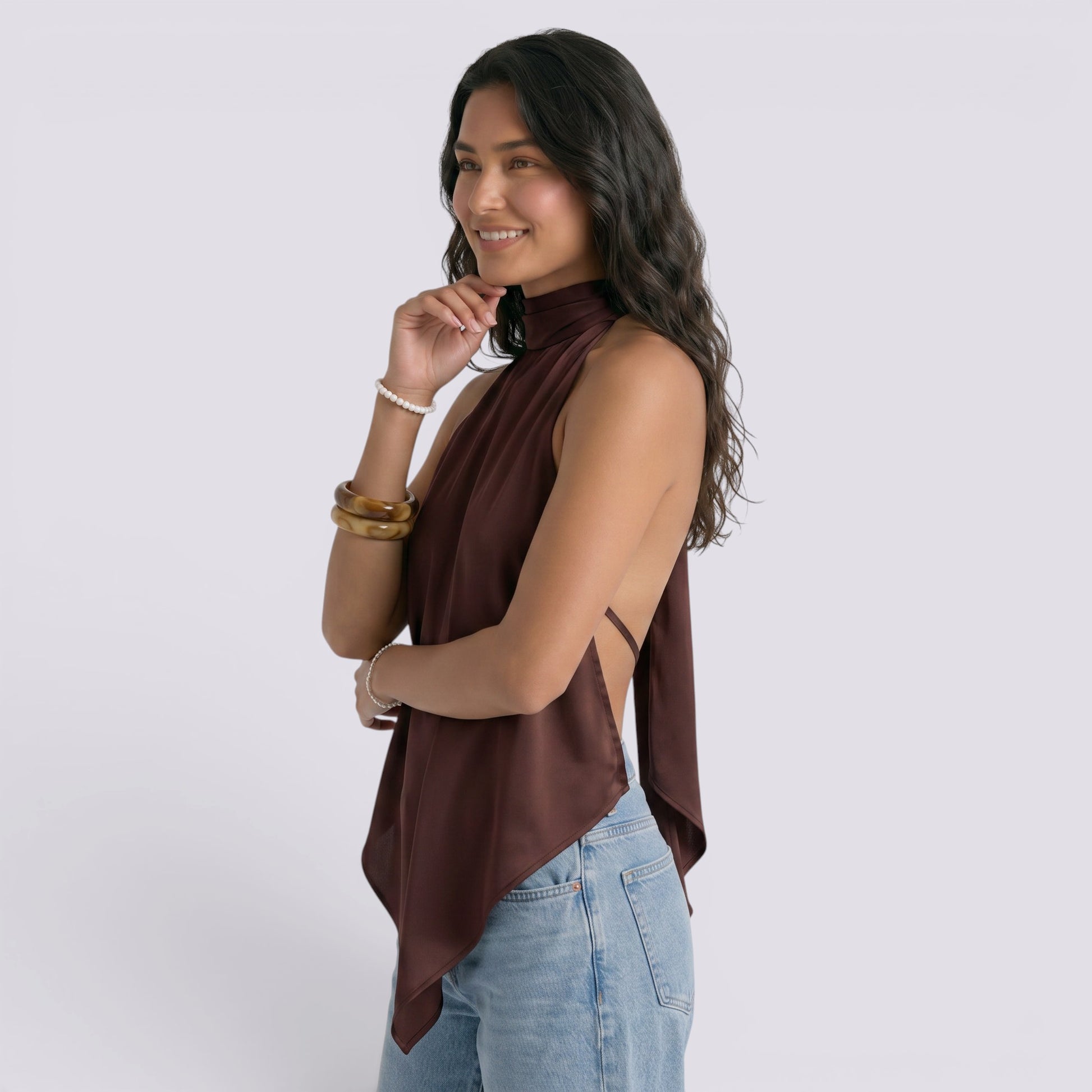 Top Halter Mujer Elegante Espalda Descubierta