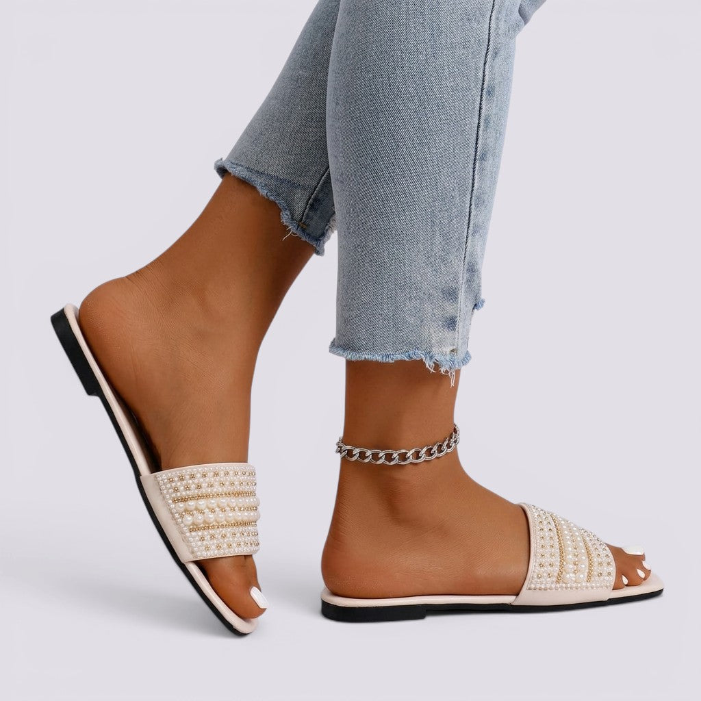 Sandalias Planas Mujer con Strass