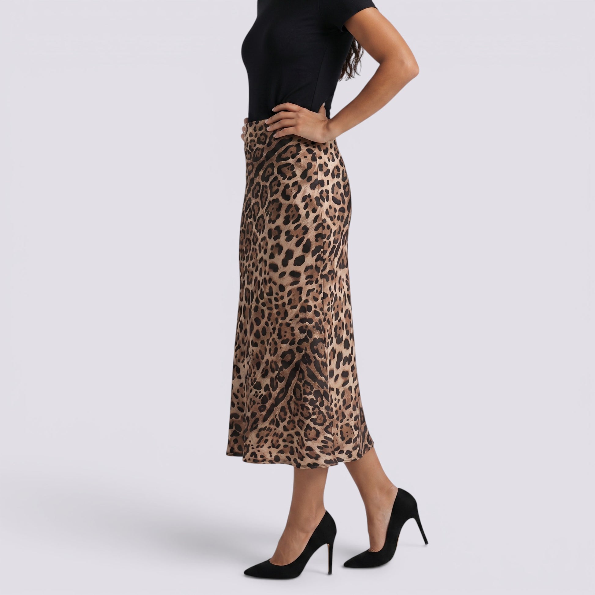 Falda Midi Leopardo Mujer Verano Elegante