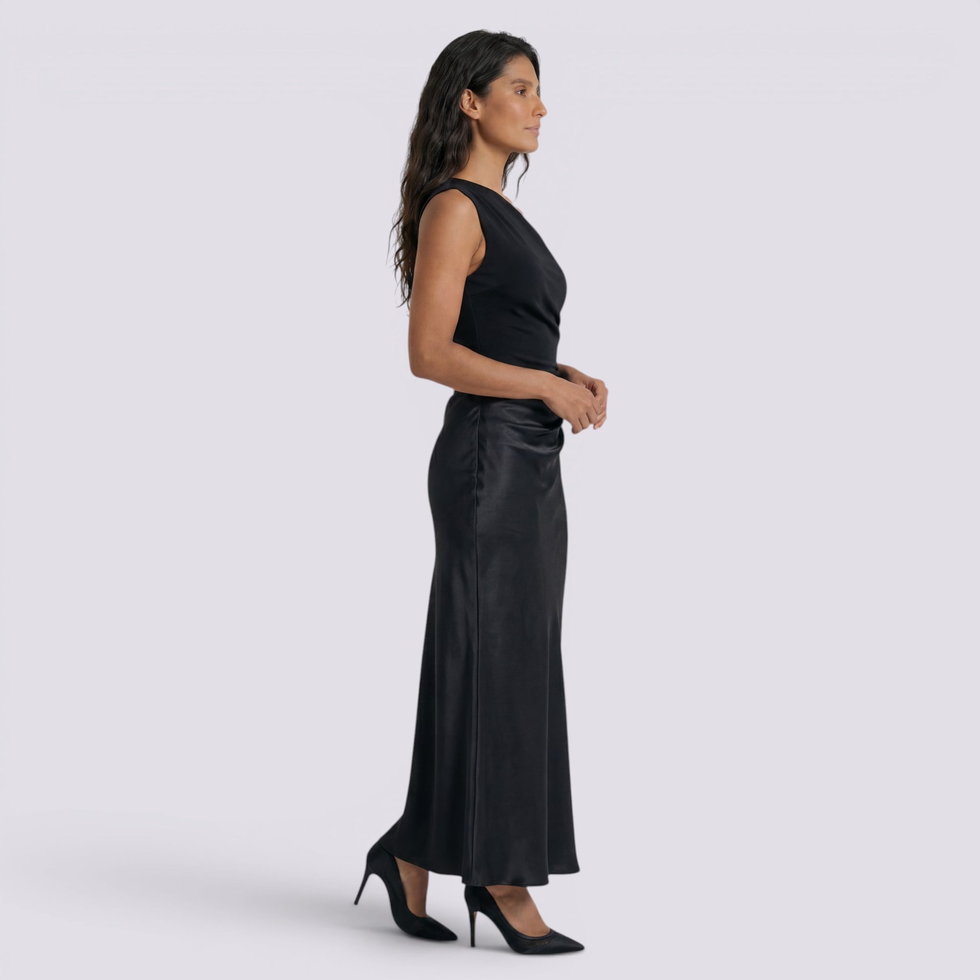 Vestido Largo Satinado Mujer Fiesta