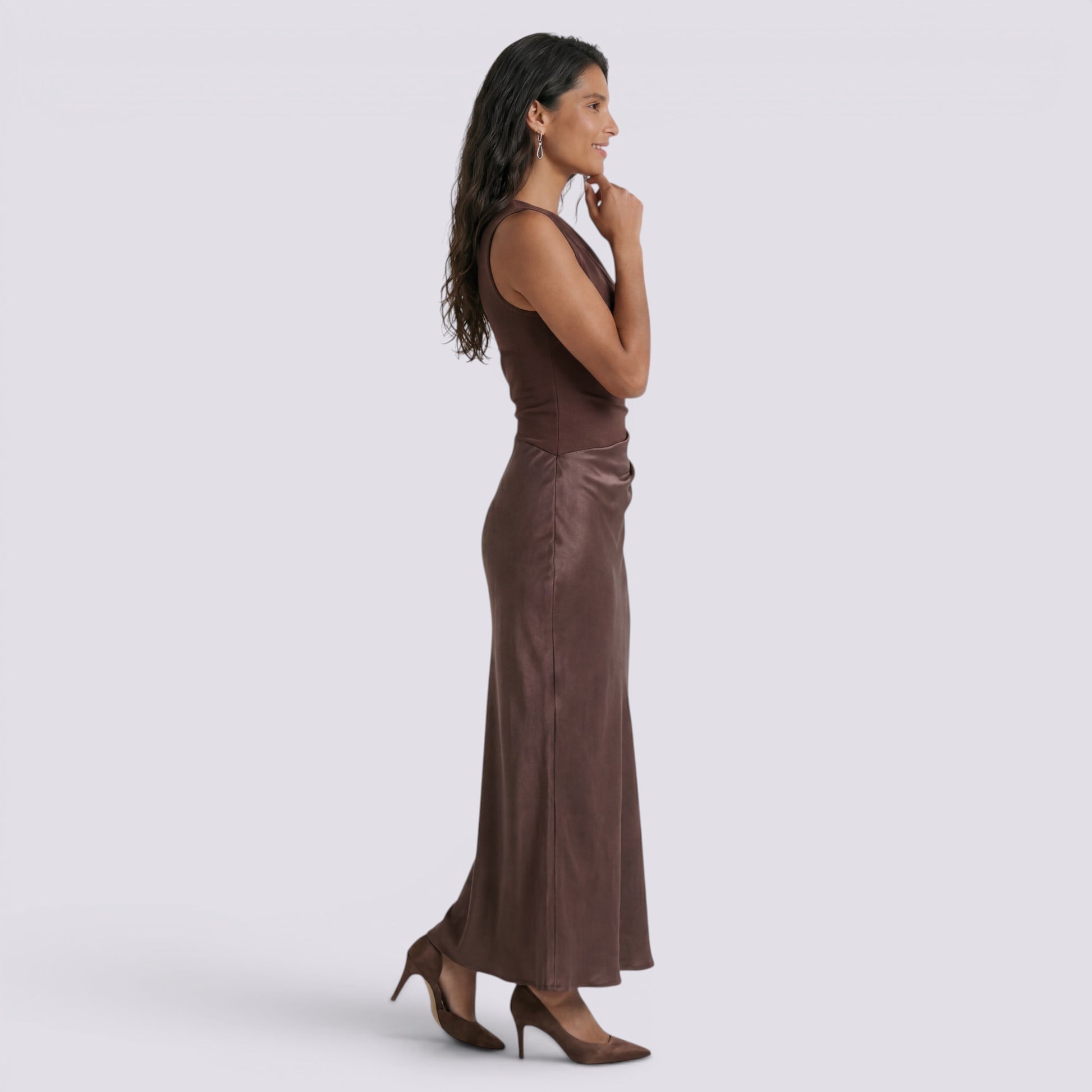 Vestido Largo Satinado Mujer Fiesta