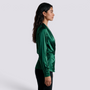 Camisa Satinada Mujer Escote Cruzado Elegante - Verde Side