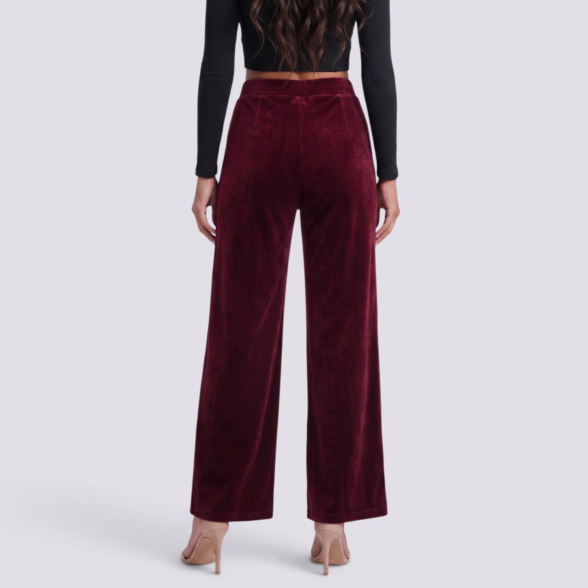 Pantalón Ancho Mujer Efecto Terciopelo