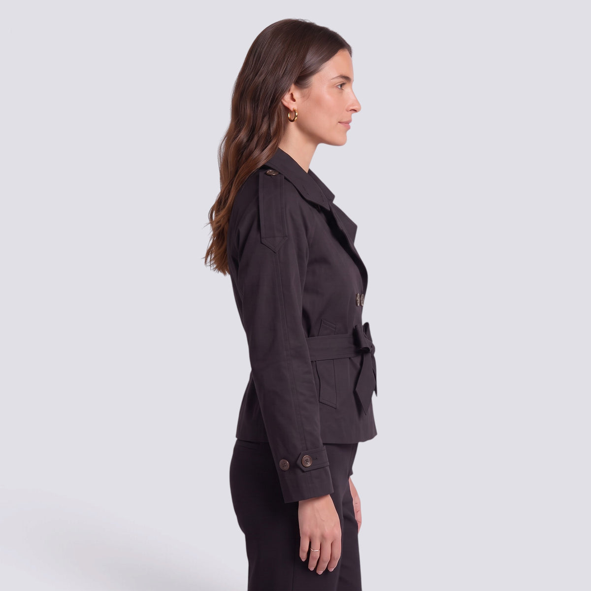 Gabardina Mujer Corta con Cinturón