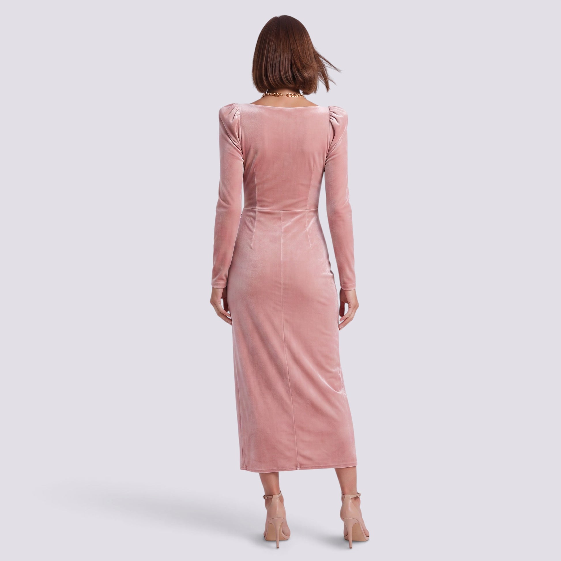 Vestido de Fiesta Mujer Terciopelo Manga Larga