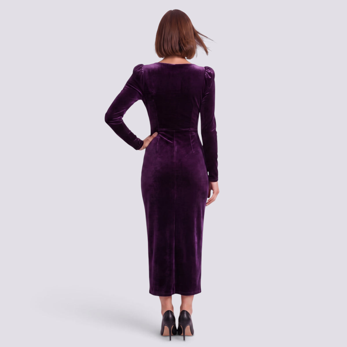 Vestido de Fiesta Mujer Terciopelo Manga Larga