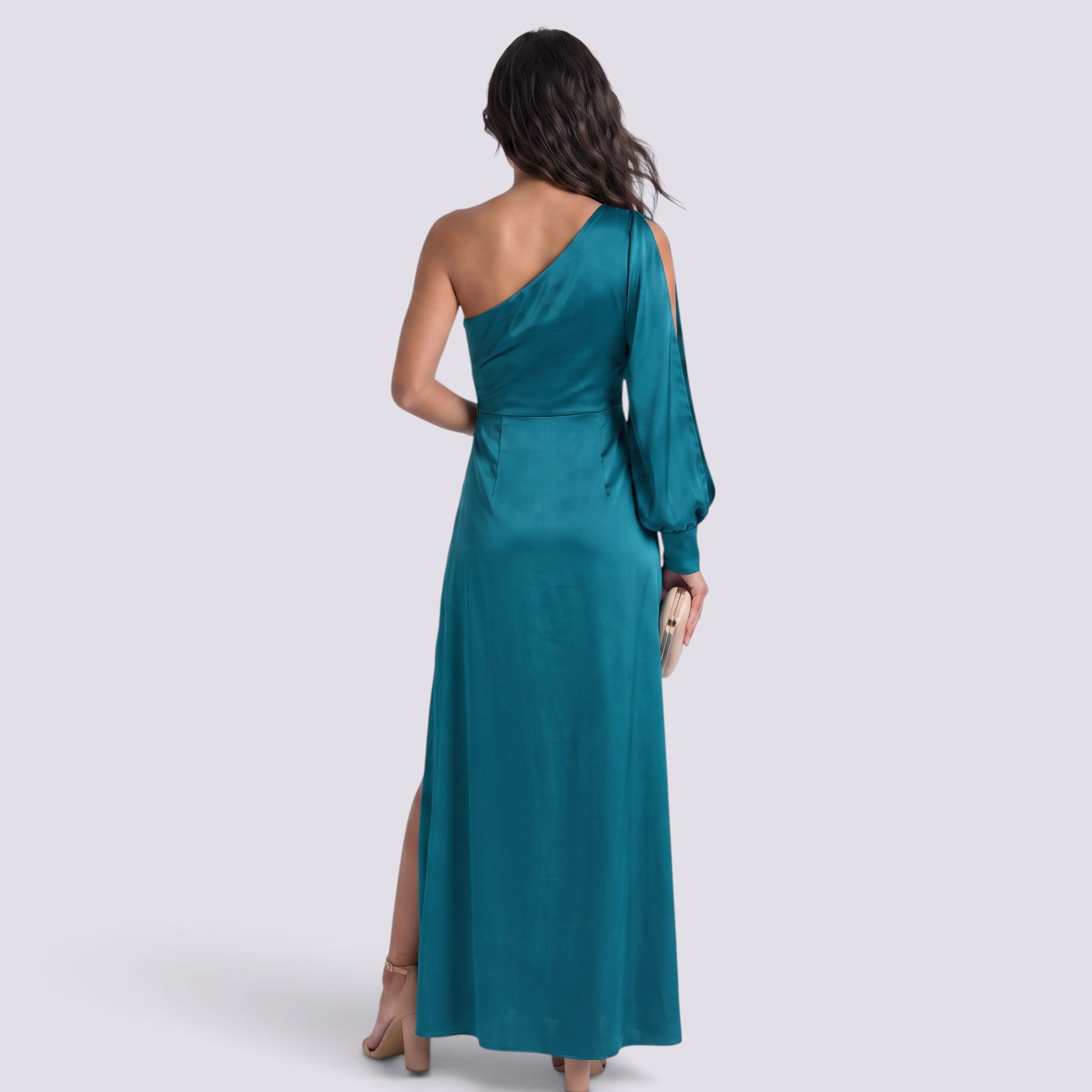 Vestido Mujer Ajustado Asimétrico con Nudo