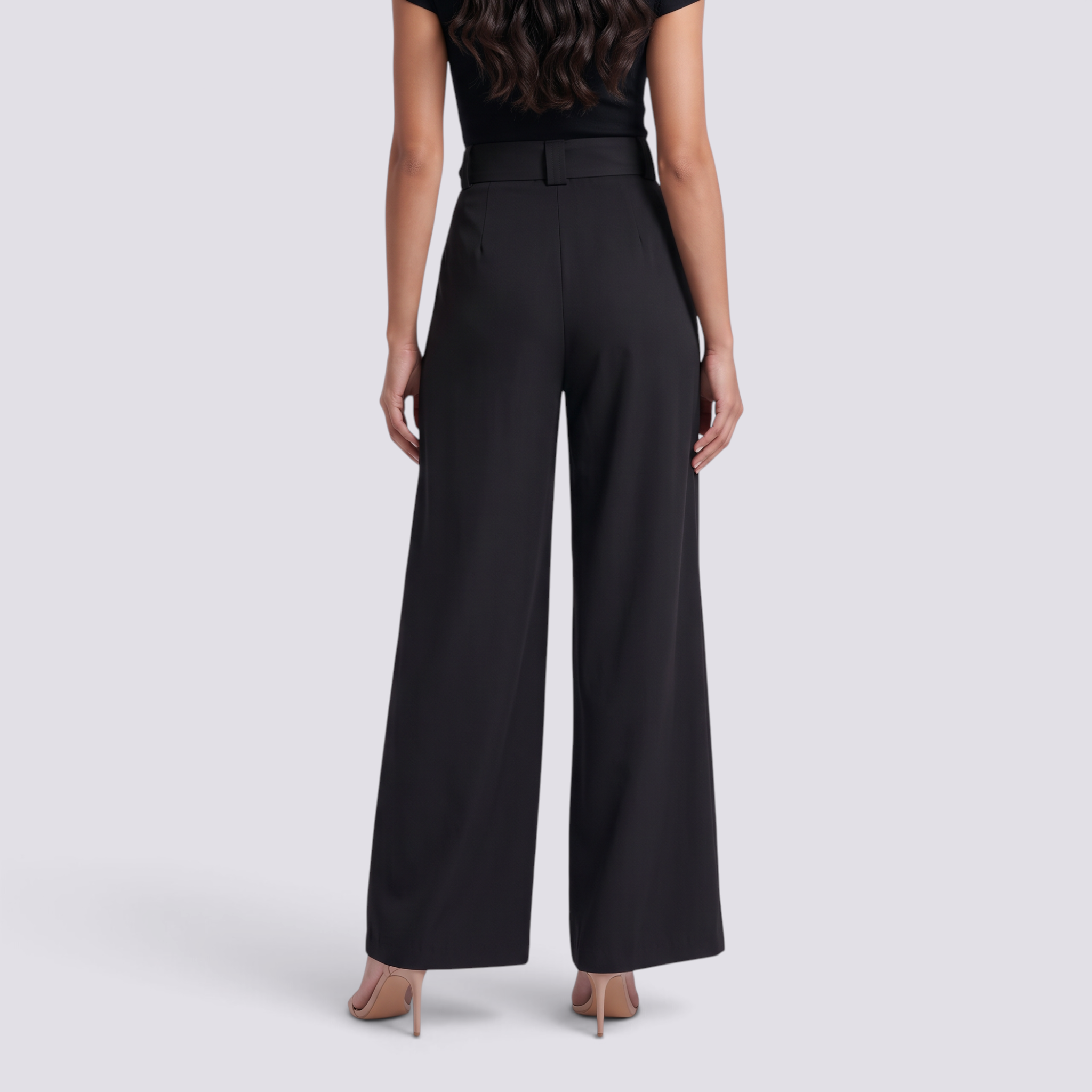 Pantalón Sastre Mujer Cintura Alta - Negro - Espalda