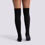 Botas Mosqueteras Mujer Elásticas Forro Cálido Negro - vista trasera