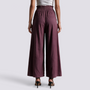 Pantalón Culotte Mujer Cintura Fruncida - Burdeos - Vista trasera