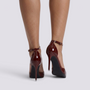 Sandalias de Tacón con Tira Mujer - Burdeos - Vista trasera