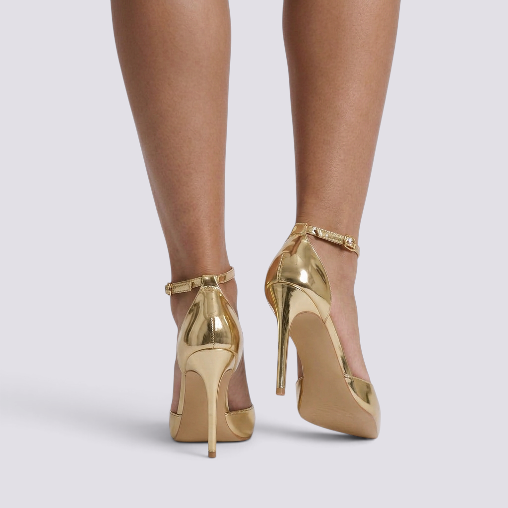 Sandalias de Tacón con Tira Mujer - Dorado - Vista trasera