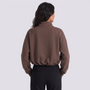 Sudadera Crop Cuello Alto Mujer - Marrón - Espalda