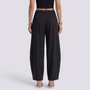 Pantalón ancho mujer cintura baja - Negro - Vista trasera