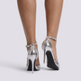 Sandalias de Tacón con Tira Mujer - Plata - Vista trasera
