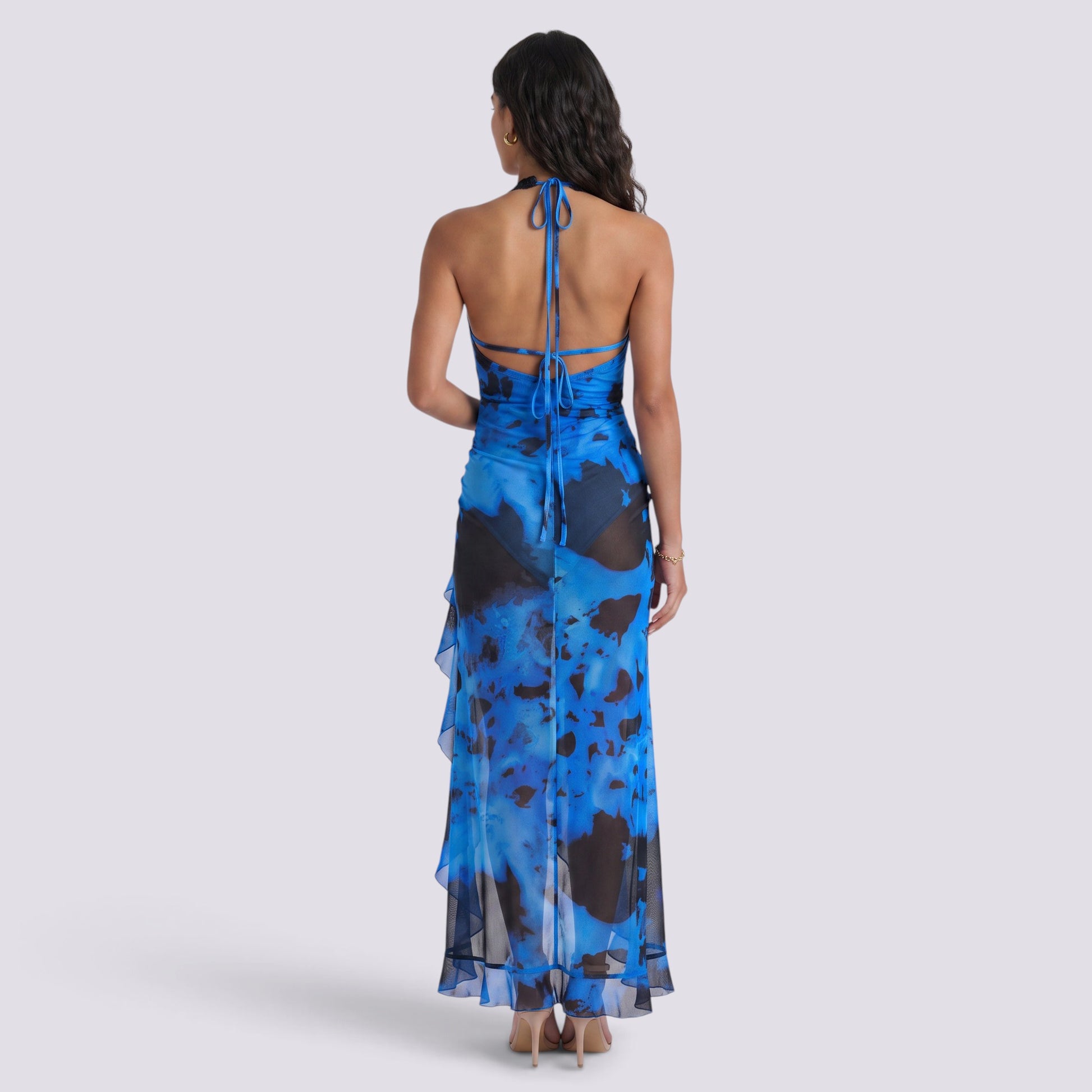 Vestido Halter Mujer Fiesta Escote Pronunciado