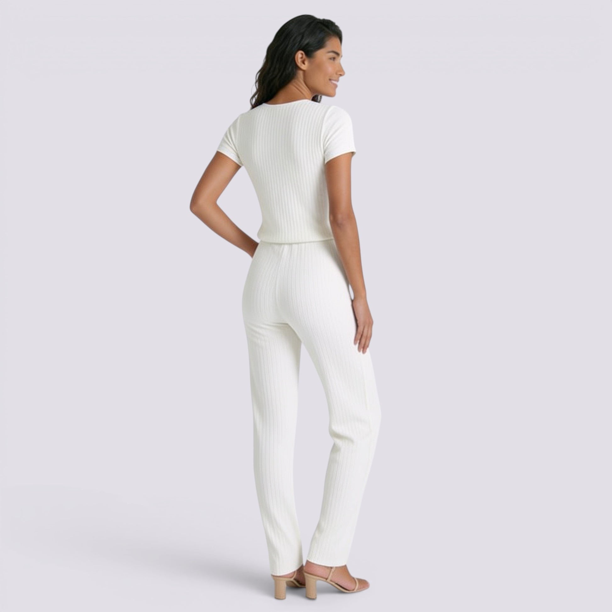 Conjunto Punto Canalé Mujer Pantalón Ancho