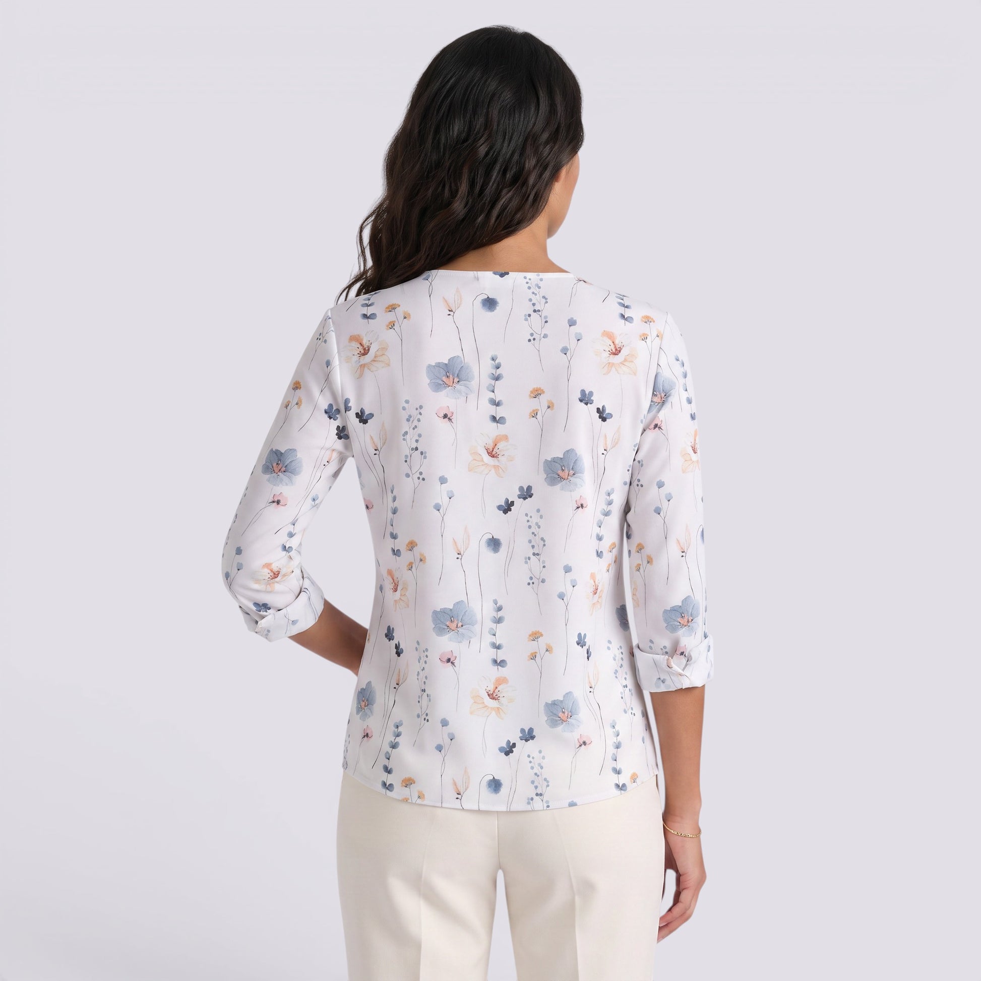 Camisa Mujer Estampado Floral Manga Larga