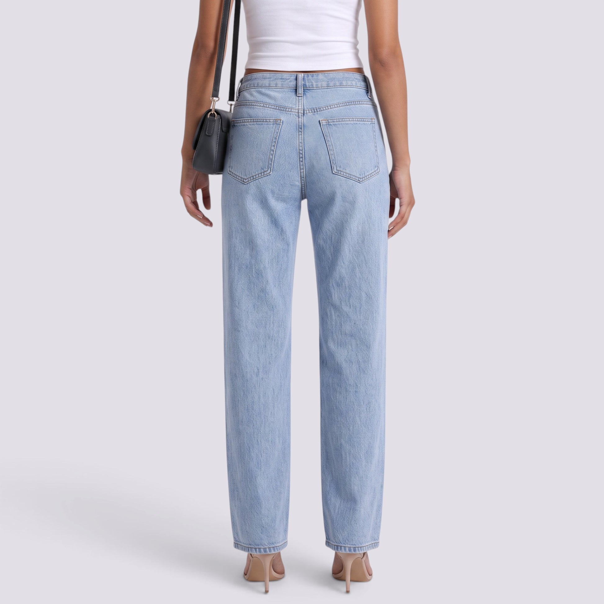 Pantalón Vaquero Mujer Pierna Ancha Cintura Alta