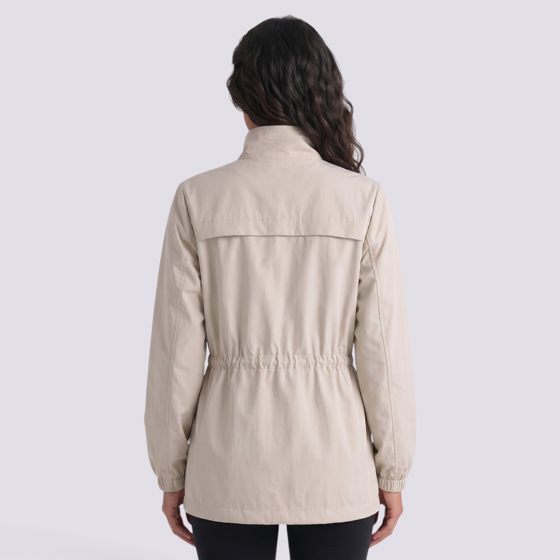 Gabardina Mujer Entallada Elegante Cuello Alto