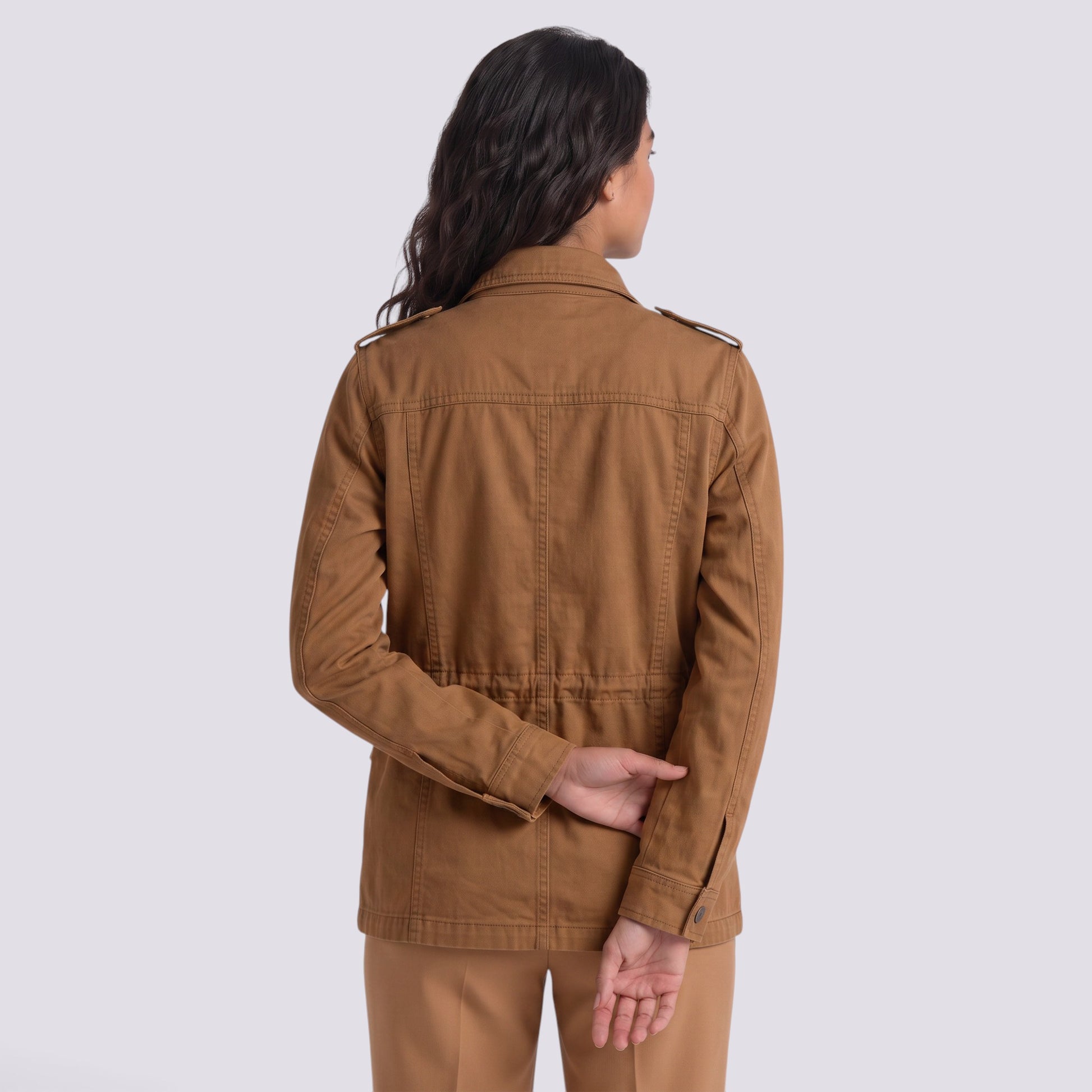 Chaqueta Corta Mujer Solapa y Bolsillos