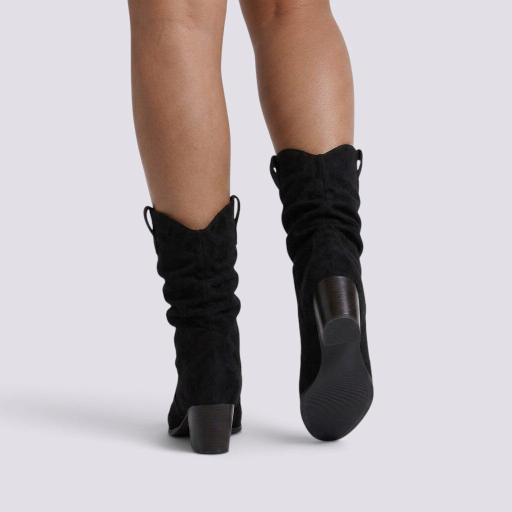 Botines Mujer Tacón Grueso Elegantes Media Caña