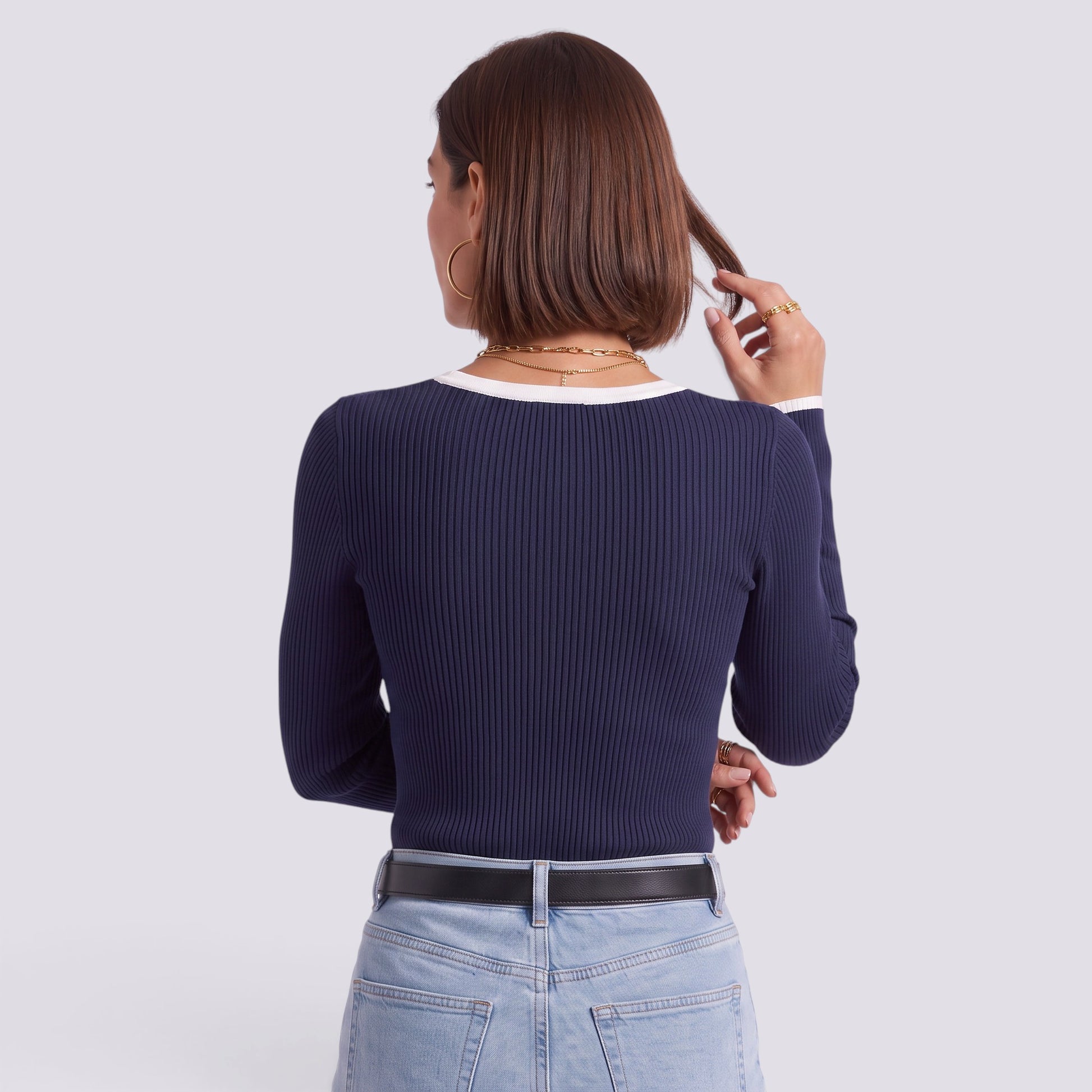 Jersey Mujer Rayas Oversize Cuello Pico