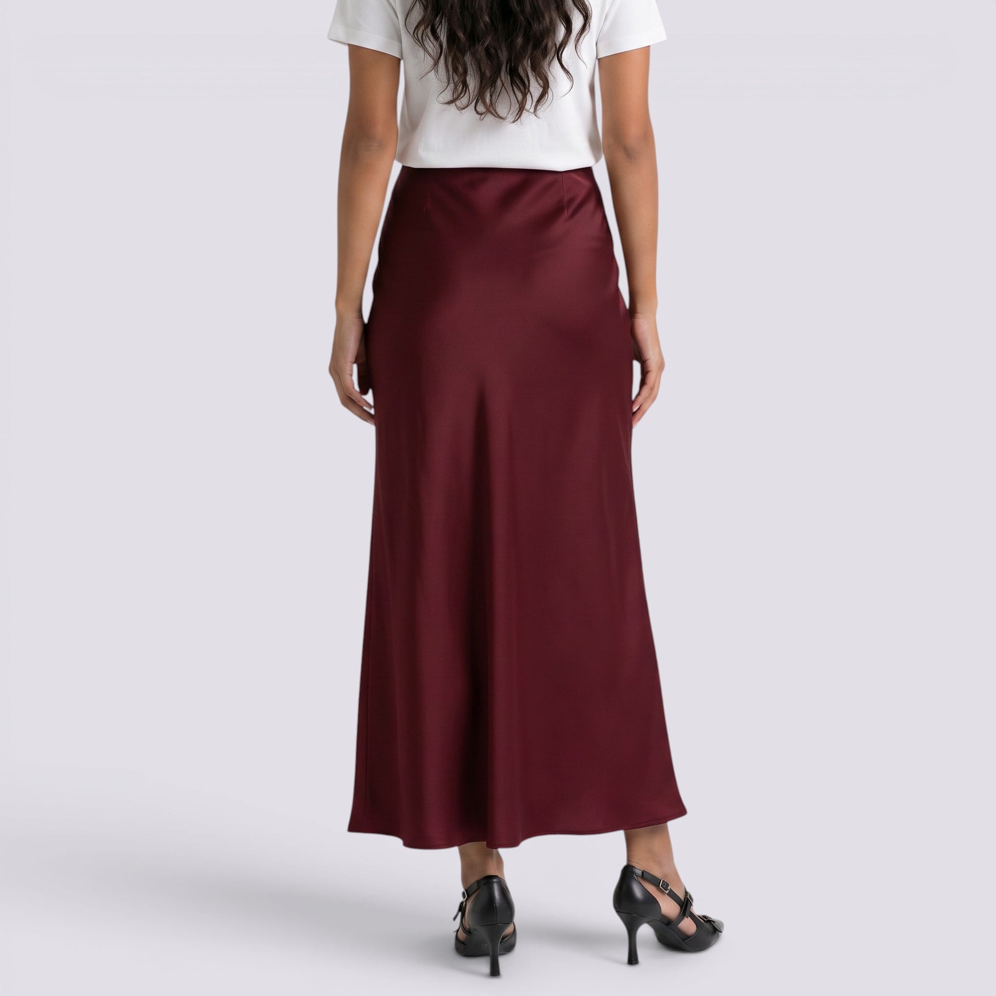 Falda Larga Satinada Mujer Elegante