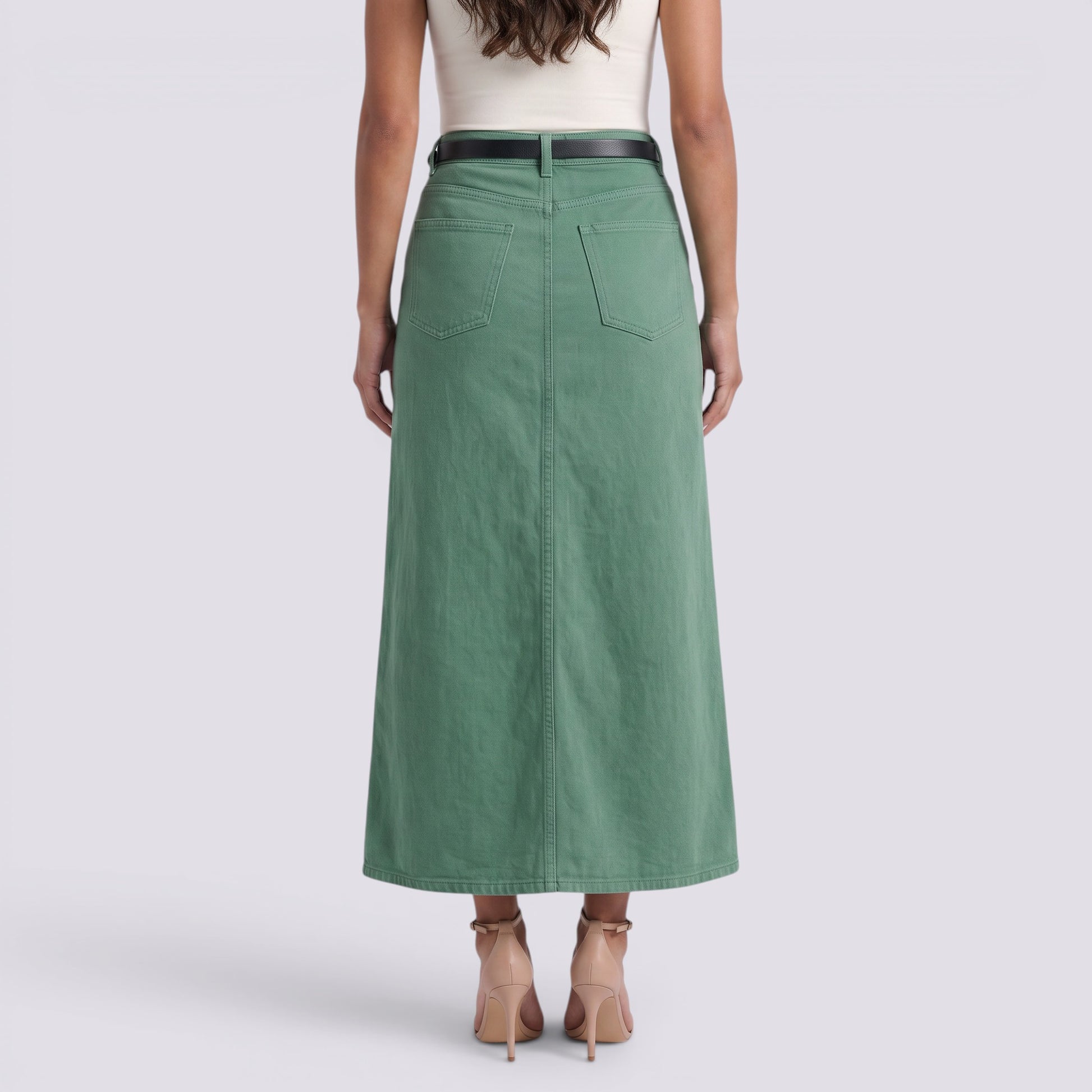 Falda Vaquera Midi Mujer Tiro Alto Vintage