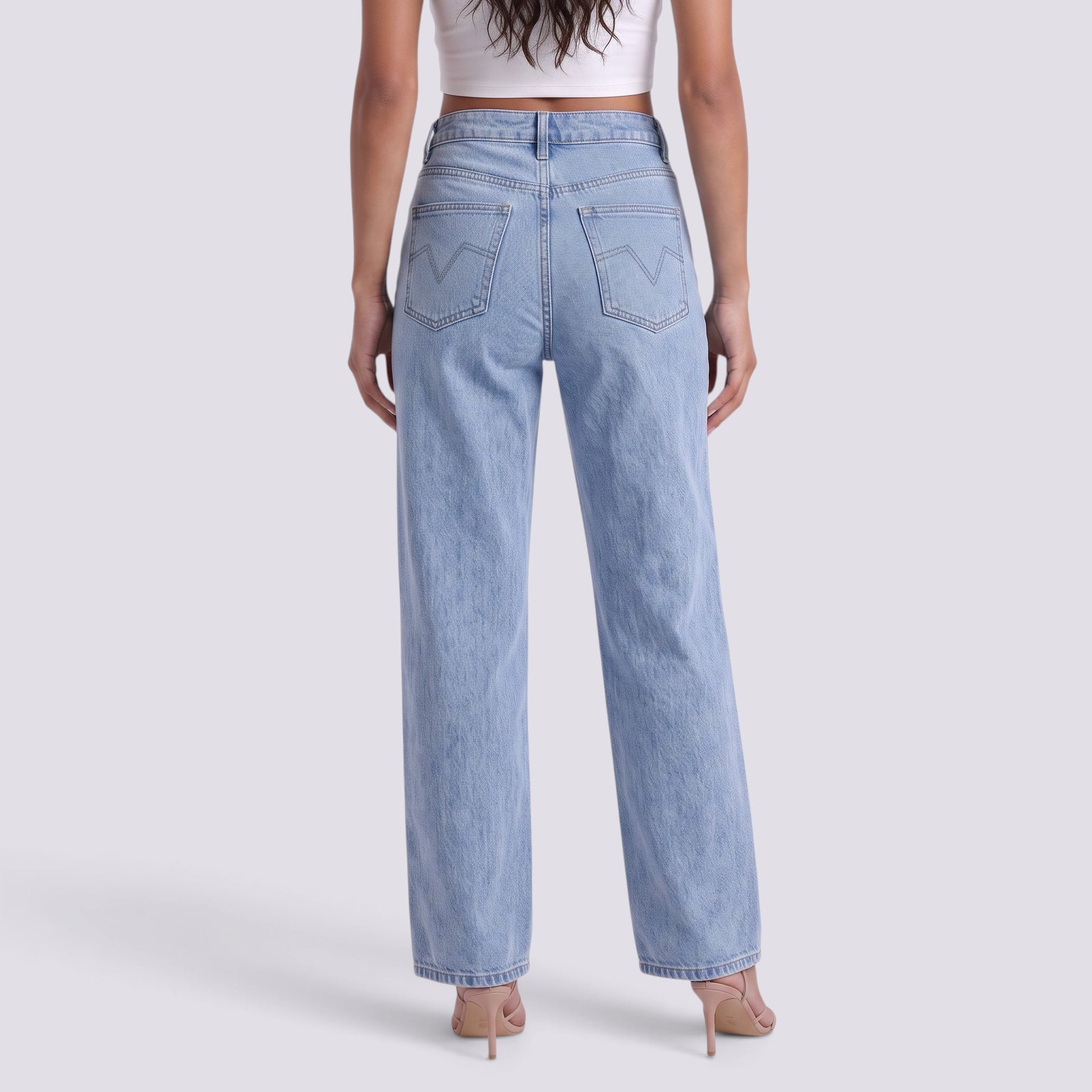 Pantalón Vaquero Mujer Recto Tiro Alto Clásico