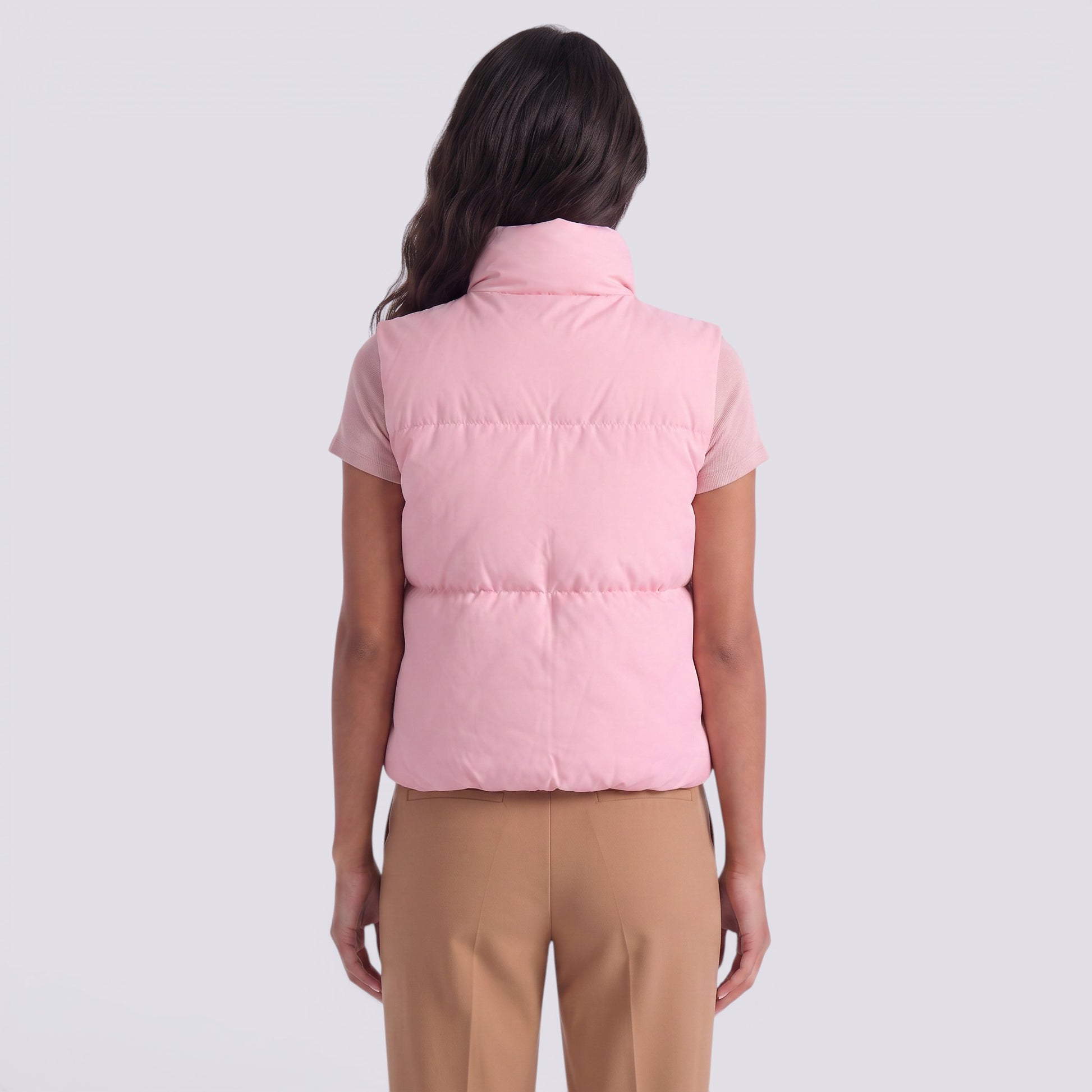 Chaleco Acolchado Corto Mujer Cuello Alto