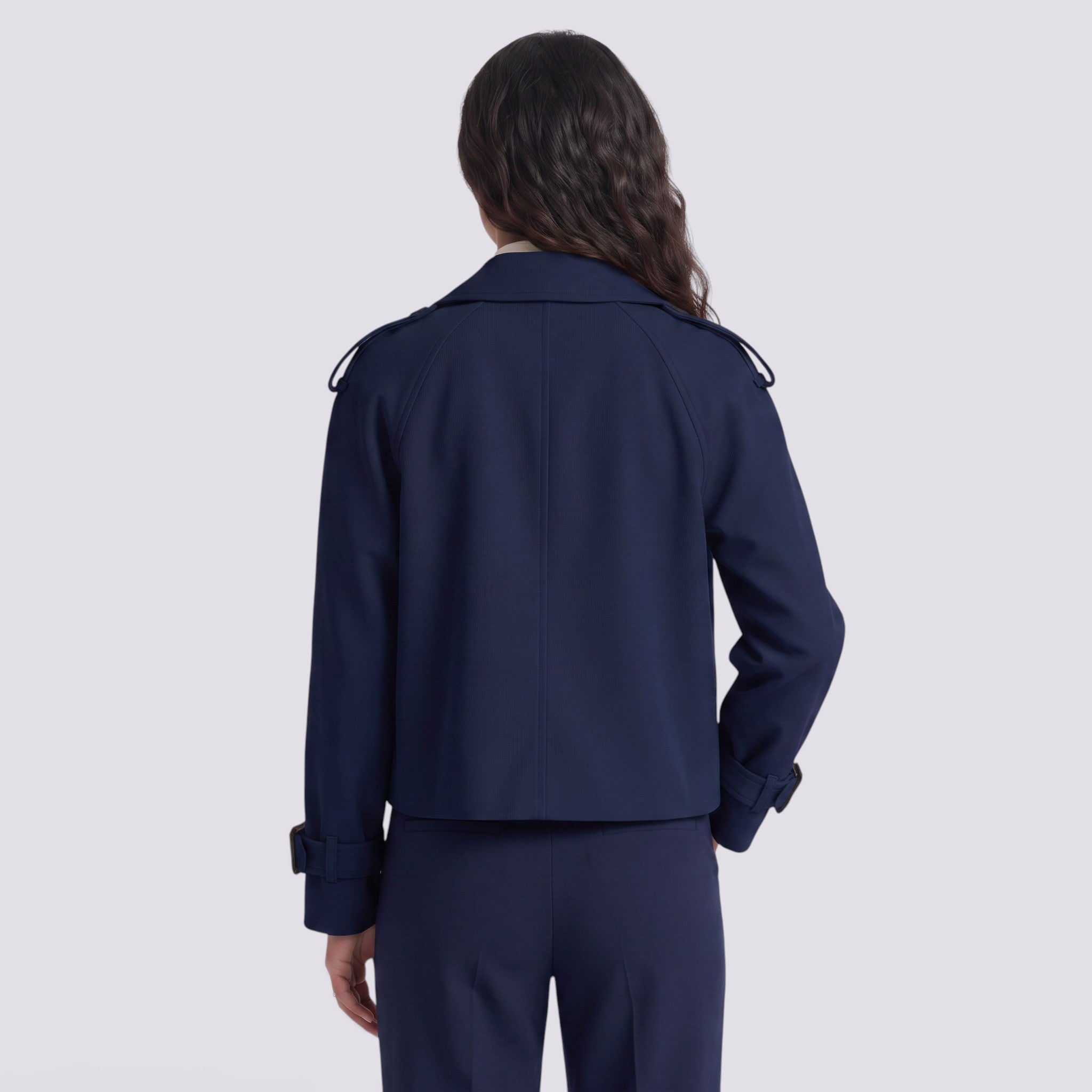 Chaqueta Mujer Estilo Gabardina Corta Doble Botonadura