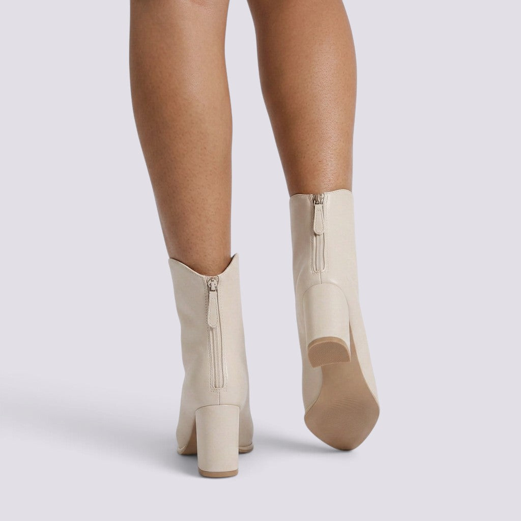 Botines Mujer Piel Punta Fina Caña Media