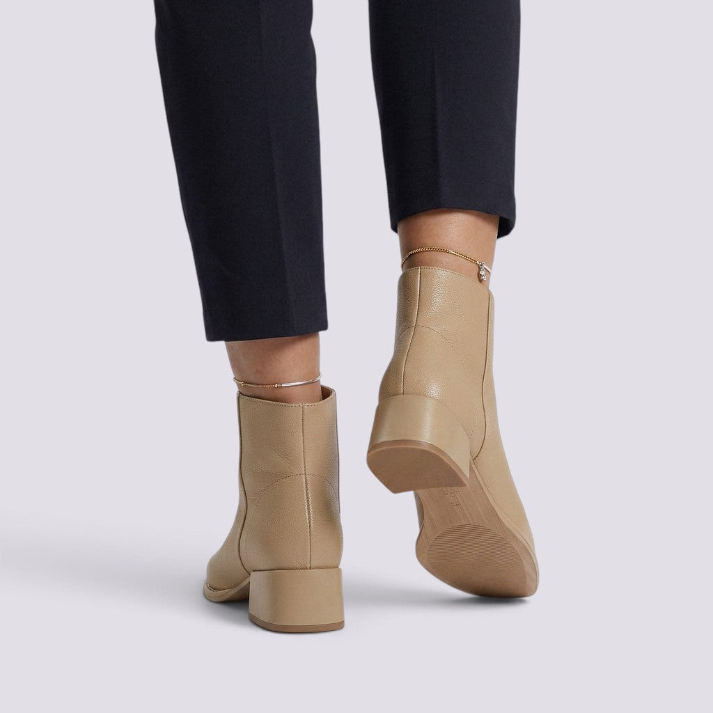 Botines Mujer Piel Tacón Medio Punta Redonda
