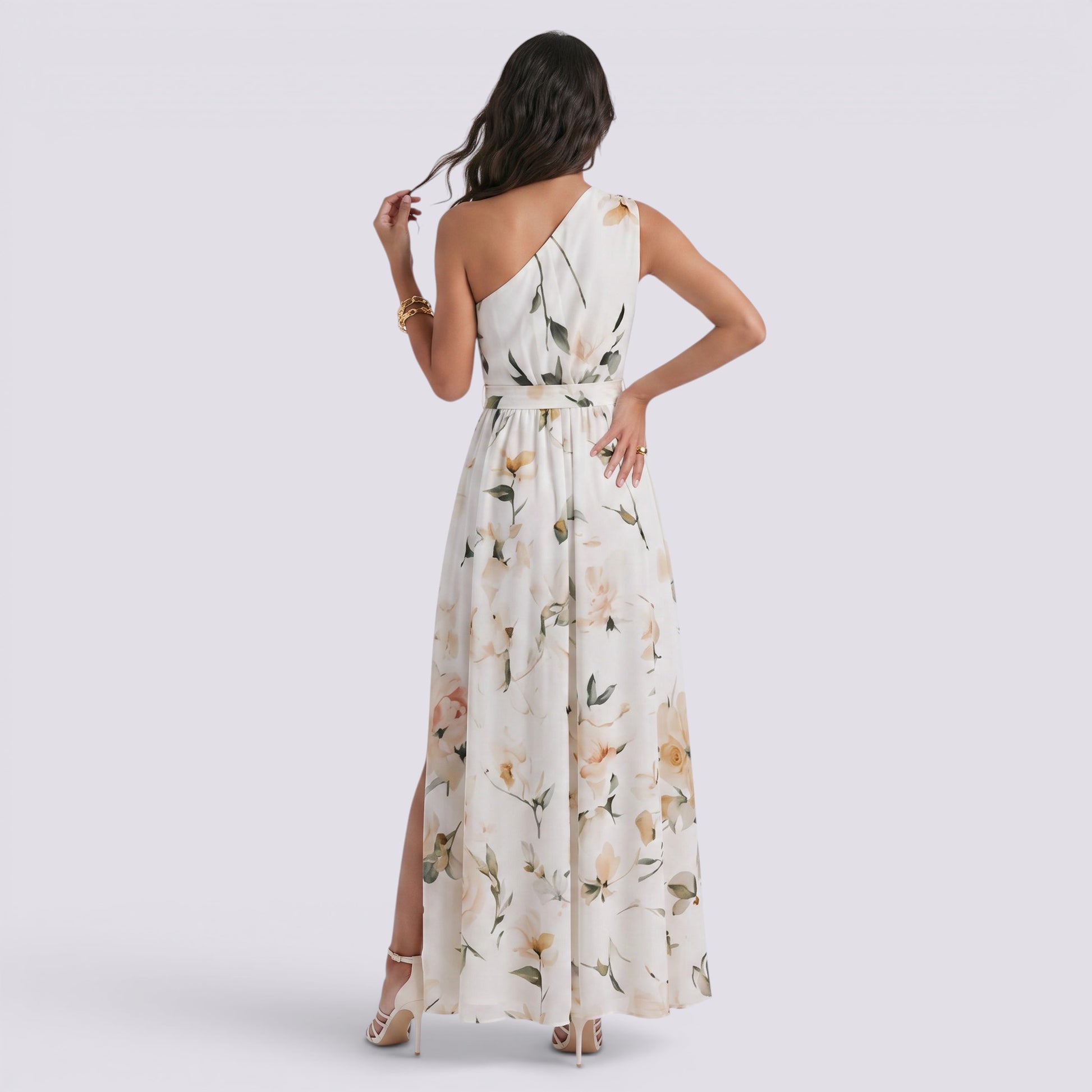 Vestido Largo Sin Mangas Mujer Estampado Elegante