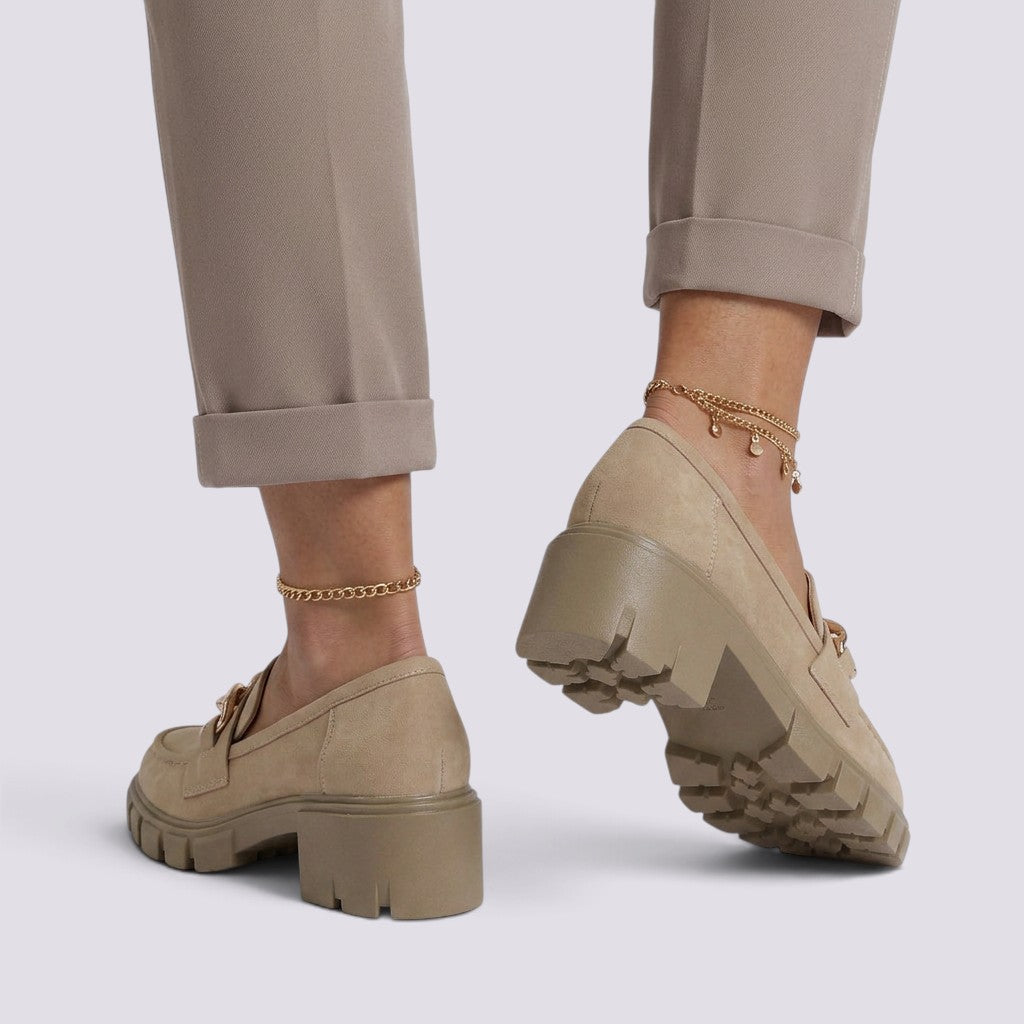 Mocasines Mujer con Tacón y Cadena