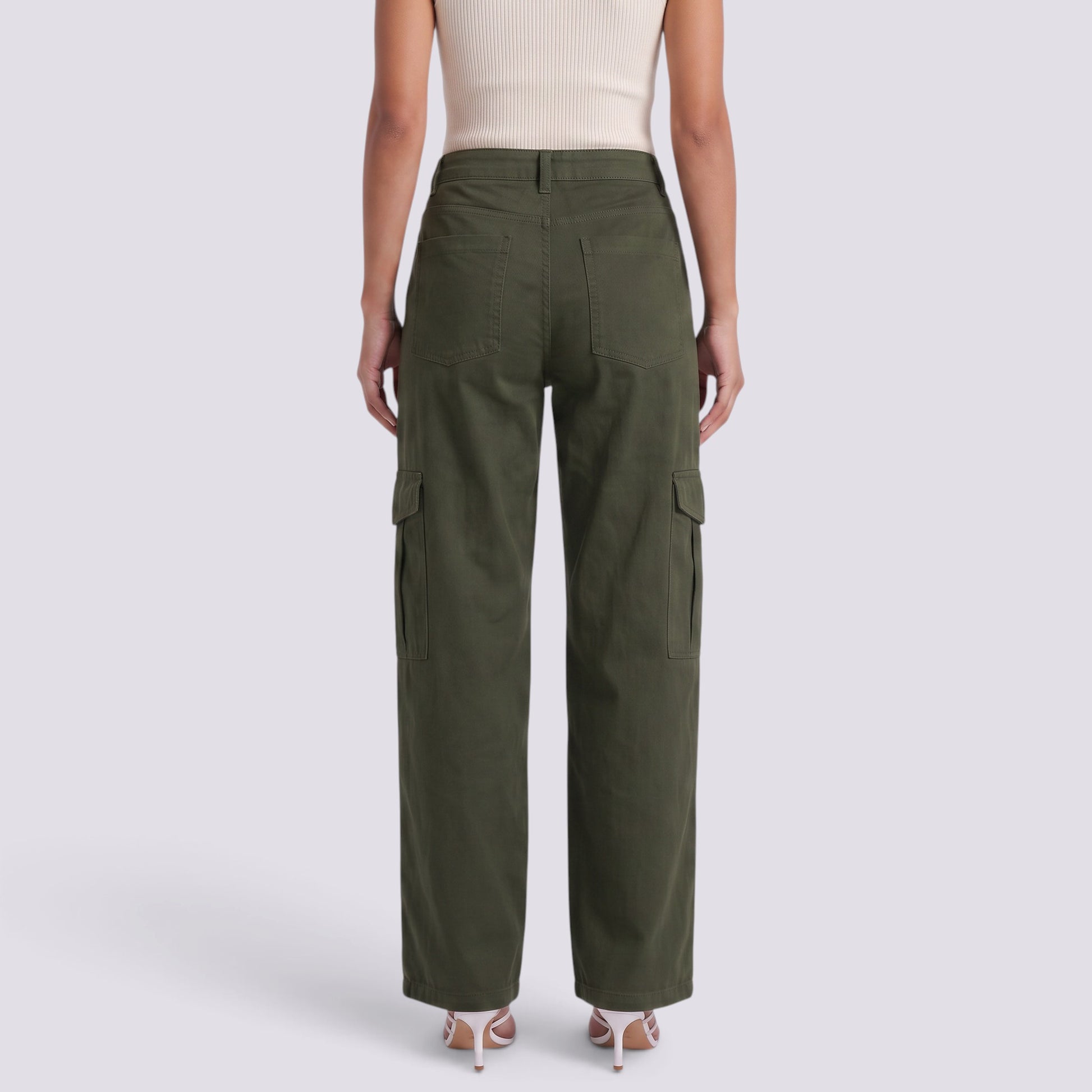 Pantalones Cargo Mujer Tiro Alto Multibolsillos