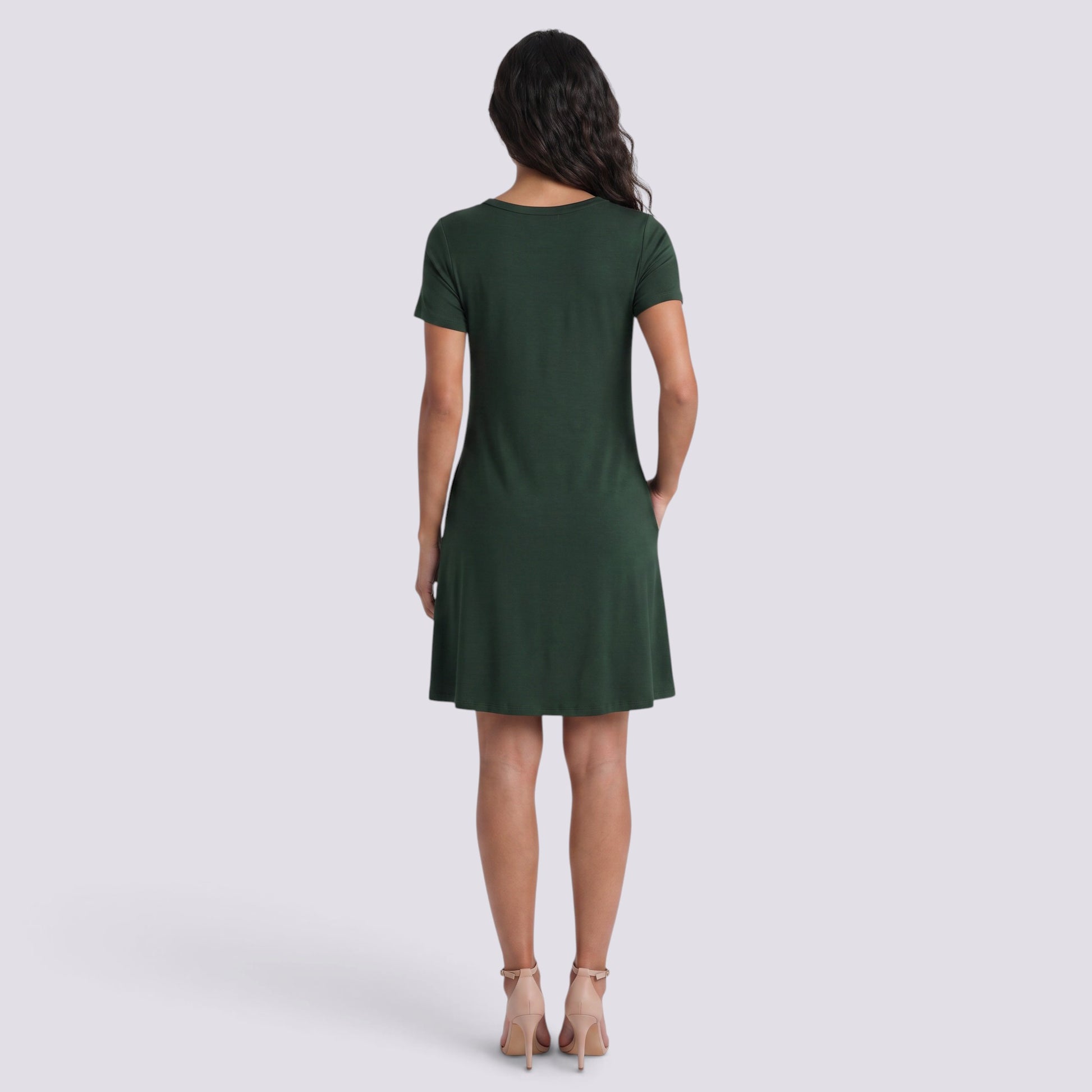 Vestido Corto Mujer Cuello Redondo Línea A