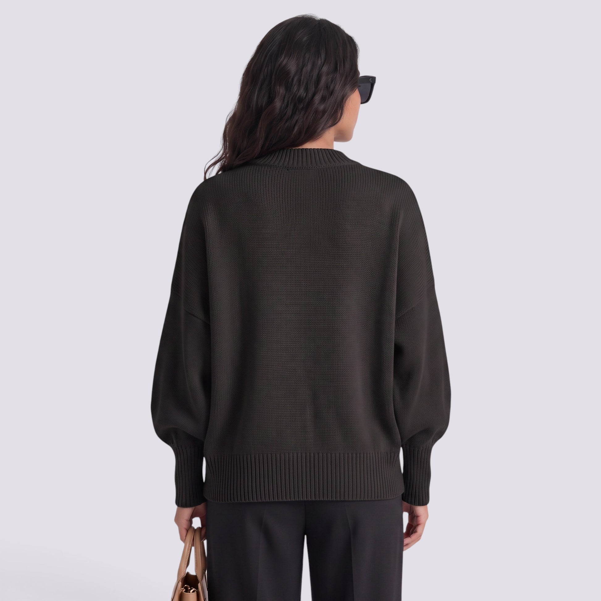 Jersey Mujer de Punto Grueso Cuello Redondo