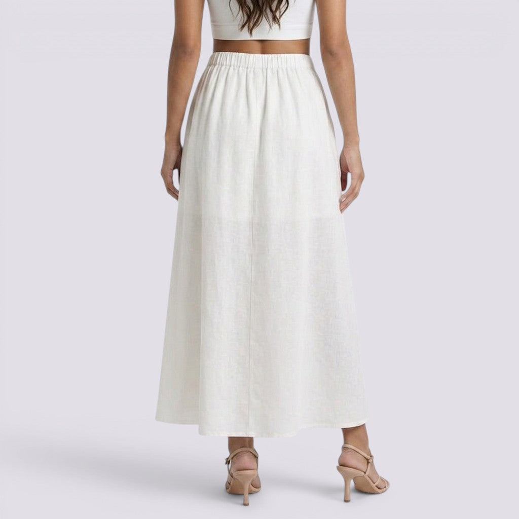 Falda Midi Plisada Large Mujer Elegante