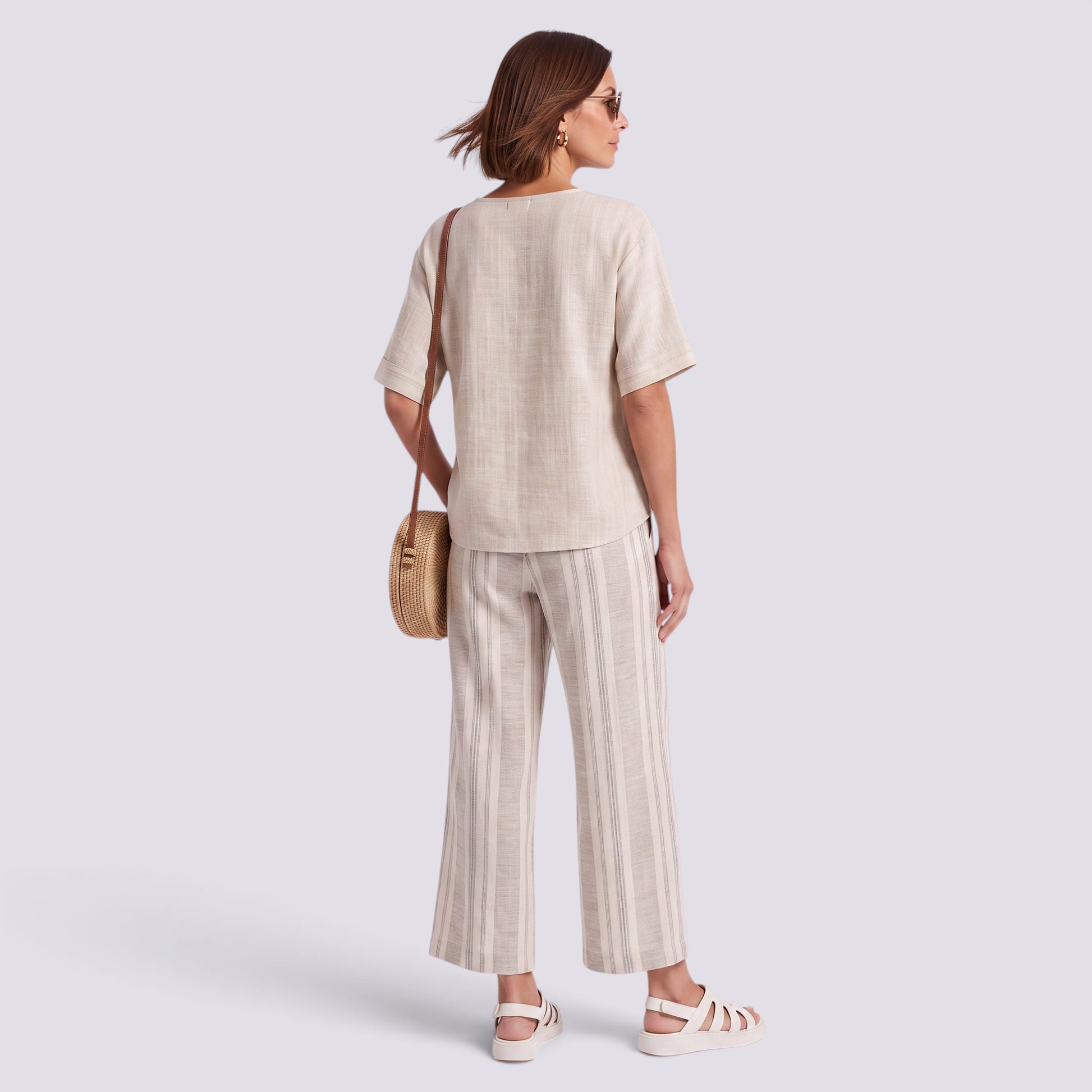 Conjunto Rayas Pantalón Ancho Mujer